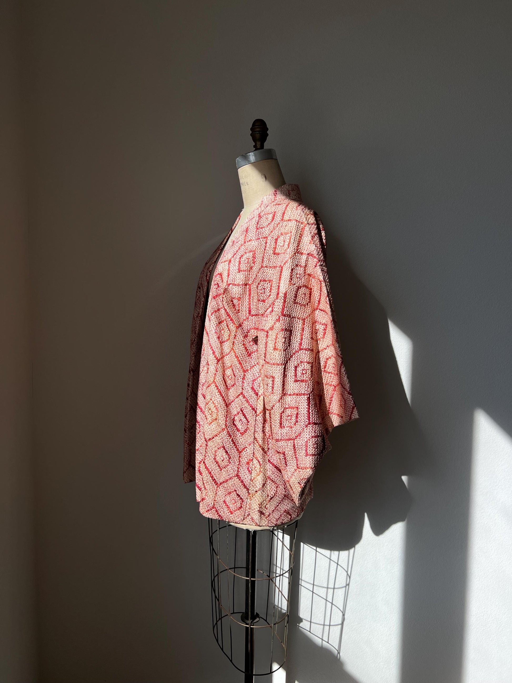 Antique Brick & Orange Silk Shibori Haori