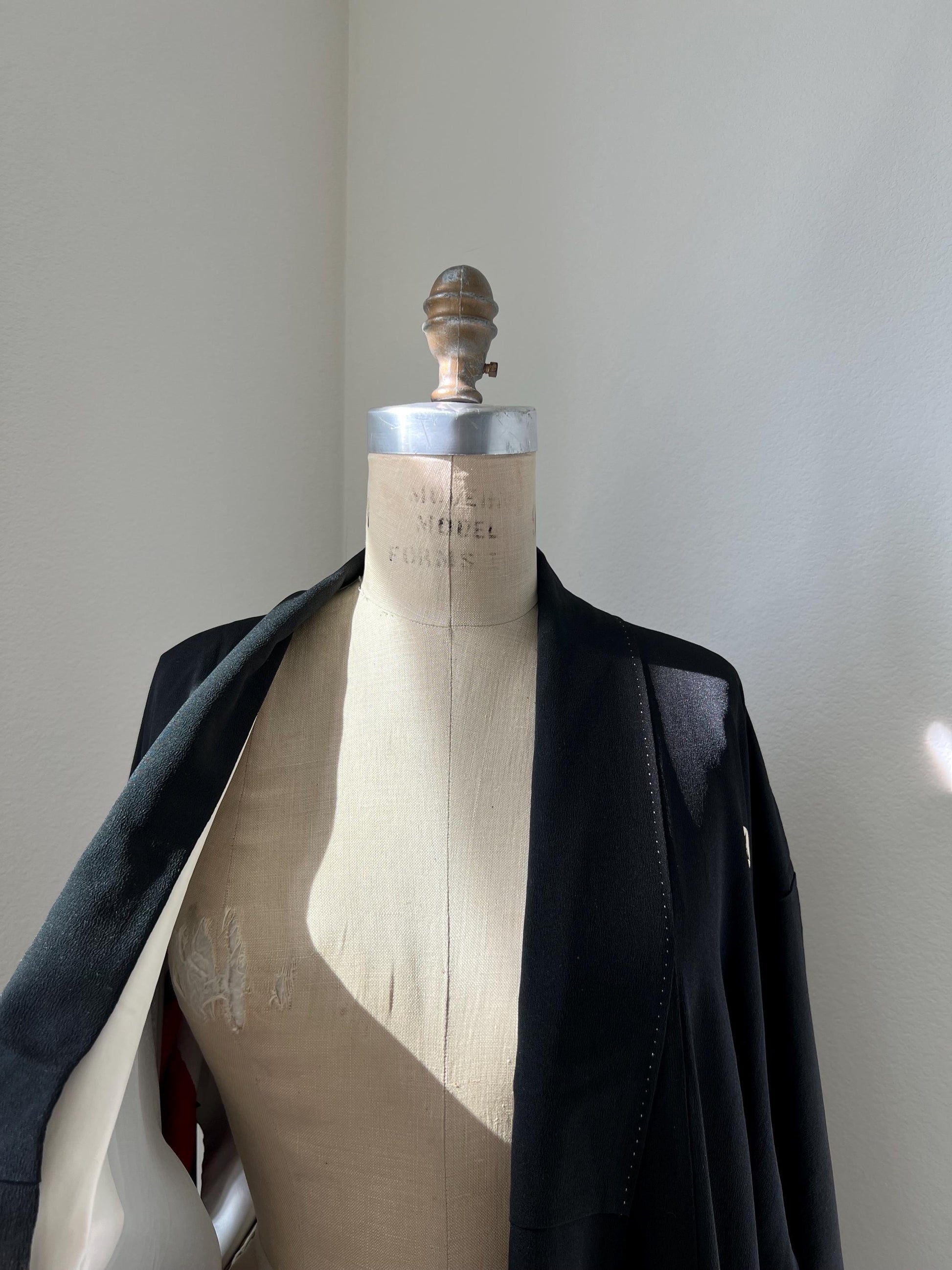 Antique Kurotomesode Kimono with crane pattern