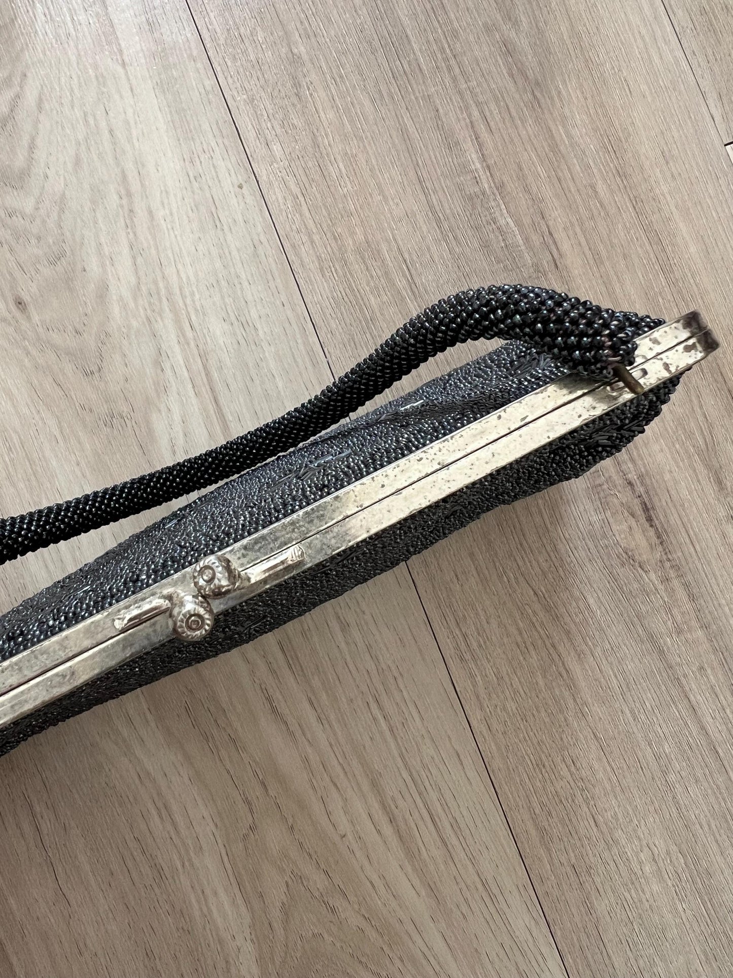 Vintage Japanese Black Beaded Bag