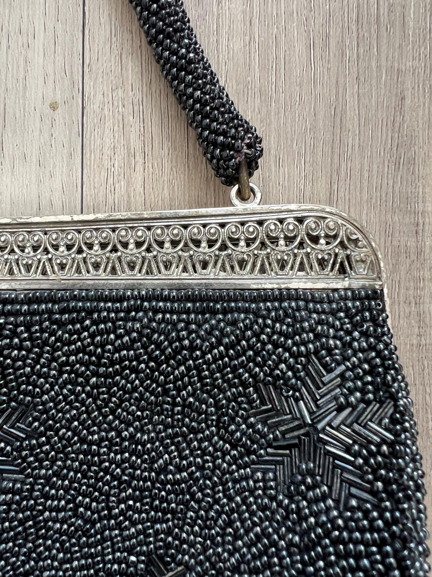 Vintage Japanese Black Beaded Bag