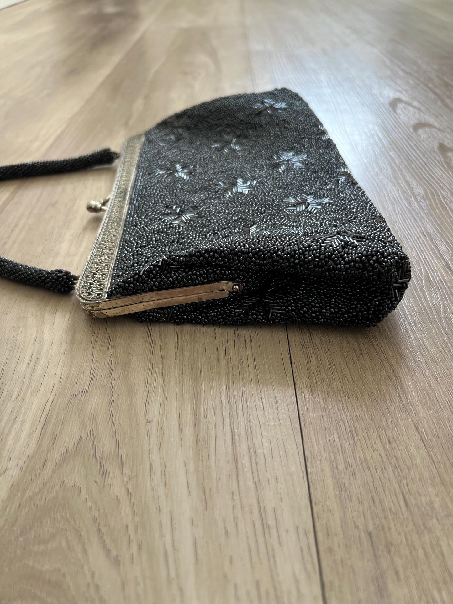 Vintage Japanese Black Beaded Bag