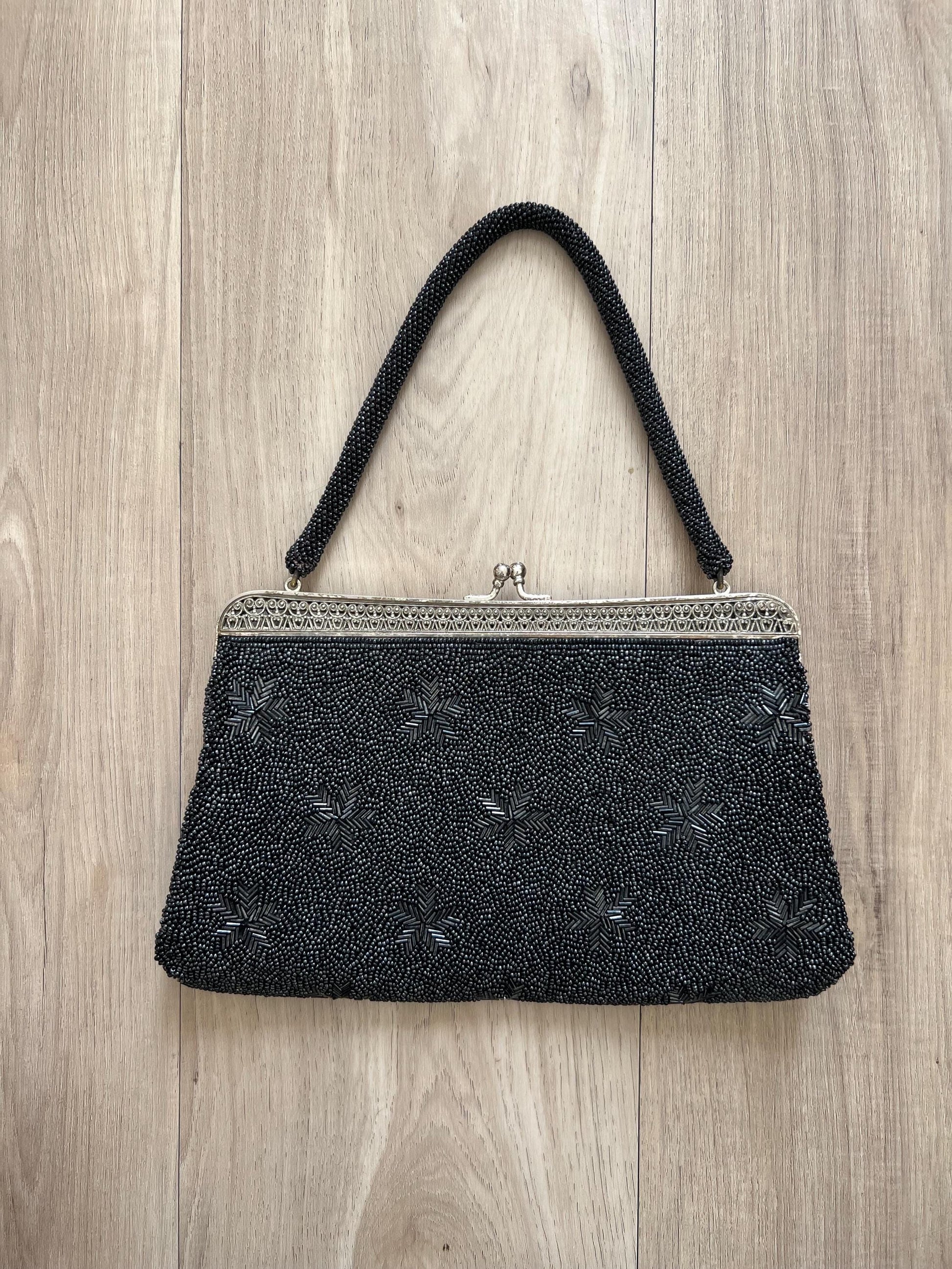 Vintage Japanese Black Beaded Bag