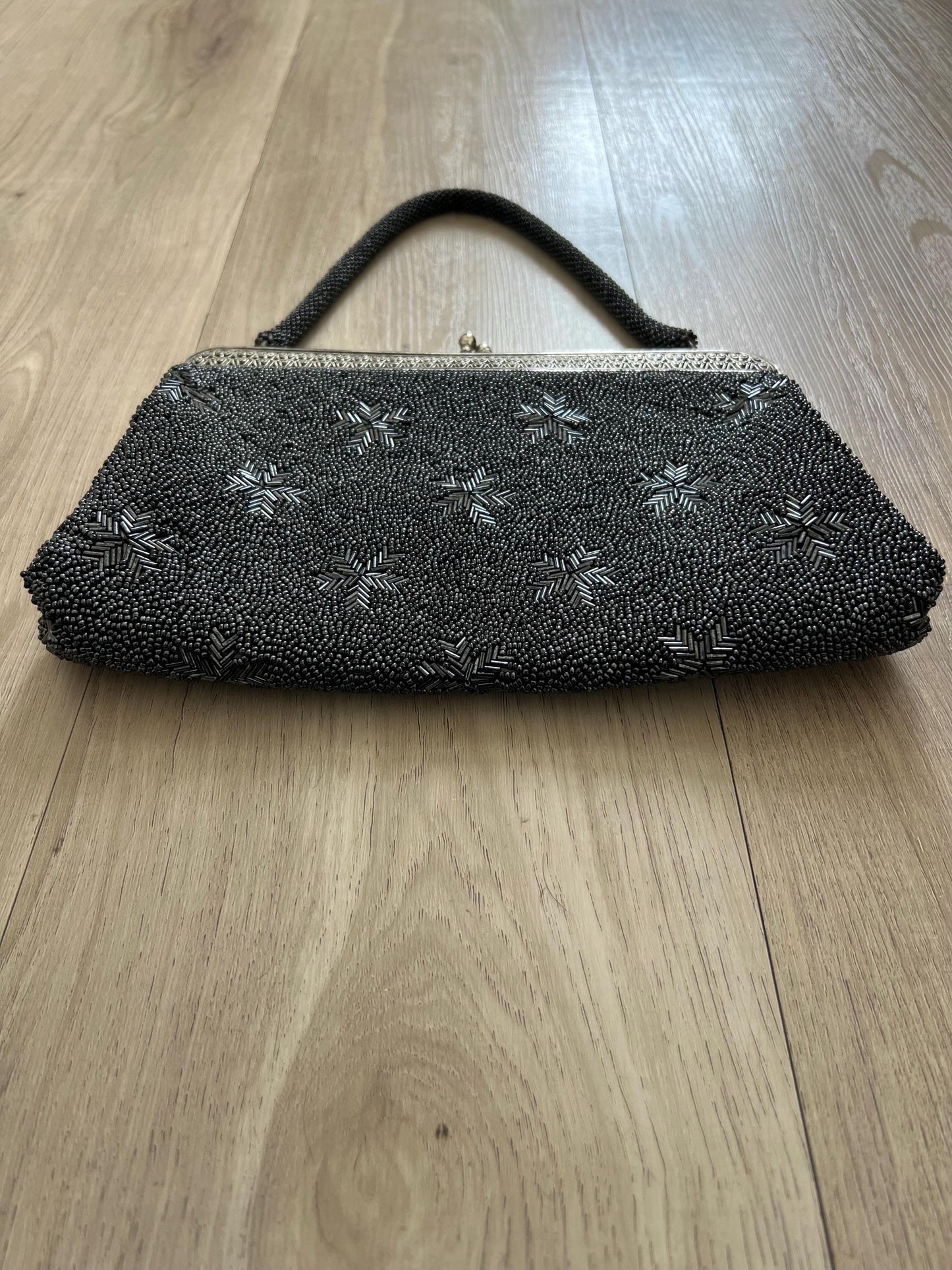 Vintage Japanese Black Beaded Bag