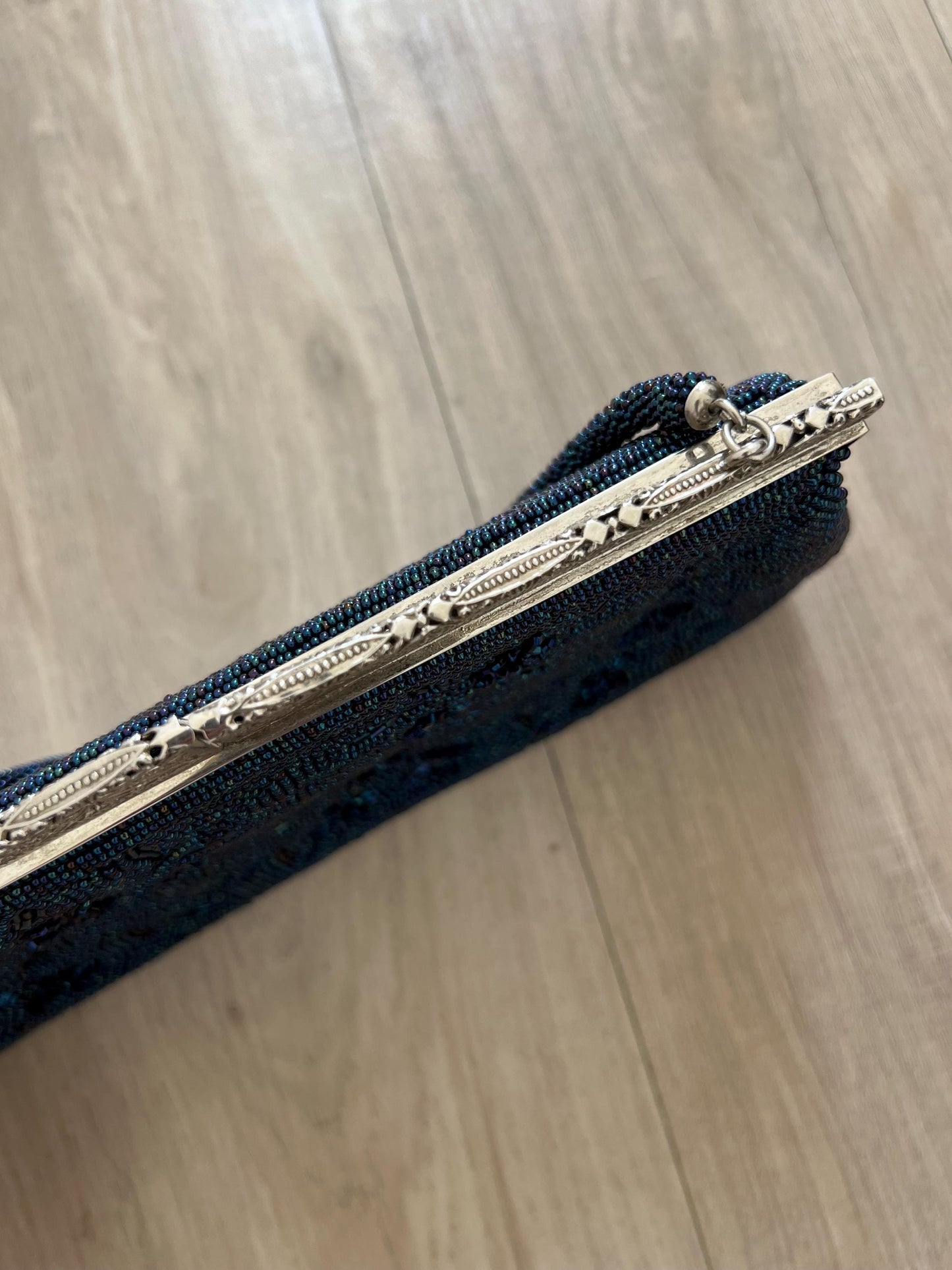 Vintage Japanese Blue Beaded Bag