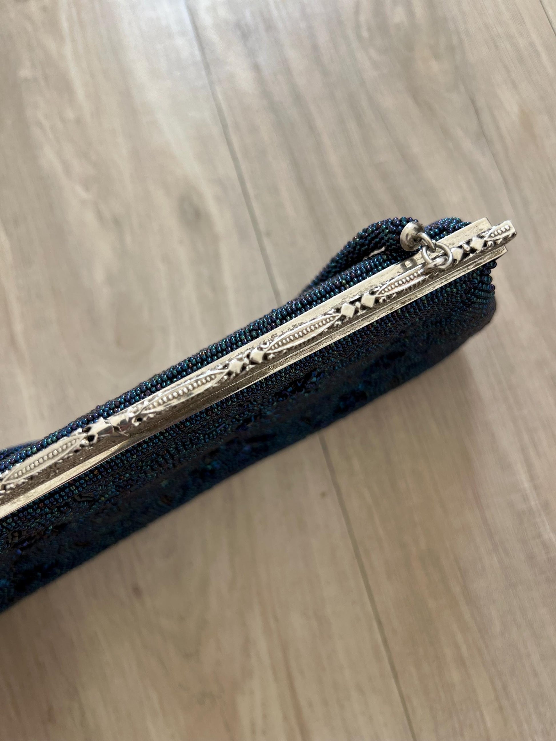 Vintage Japanese Blue Beaded Bag