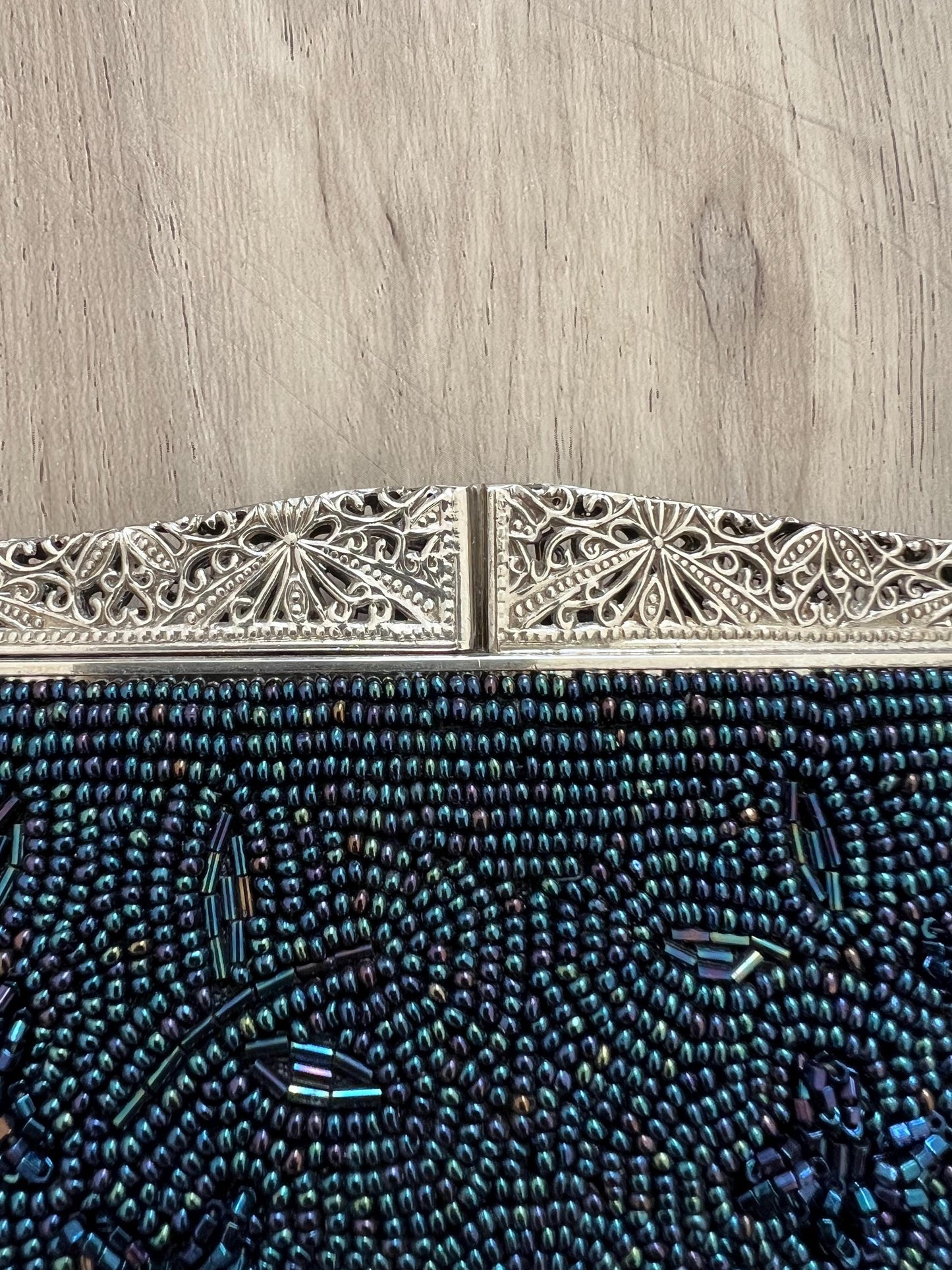 Vintage Japanese Blue Beaded Bag