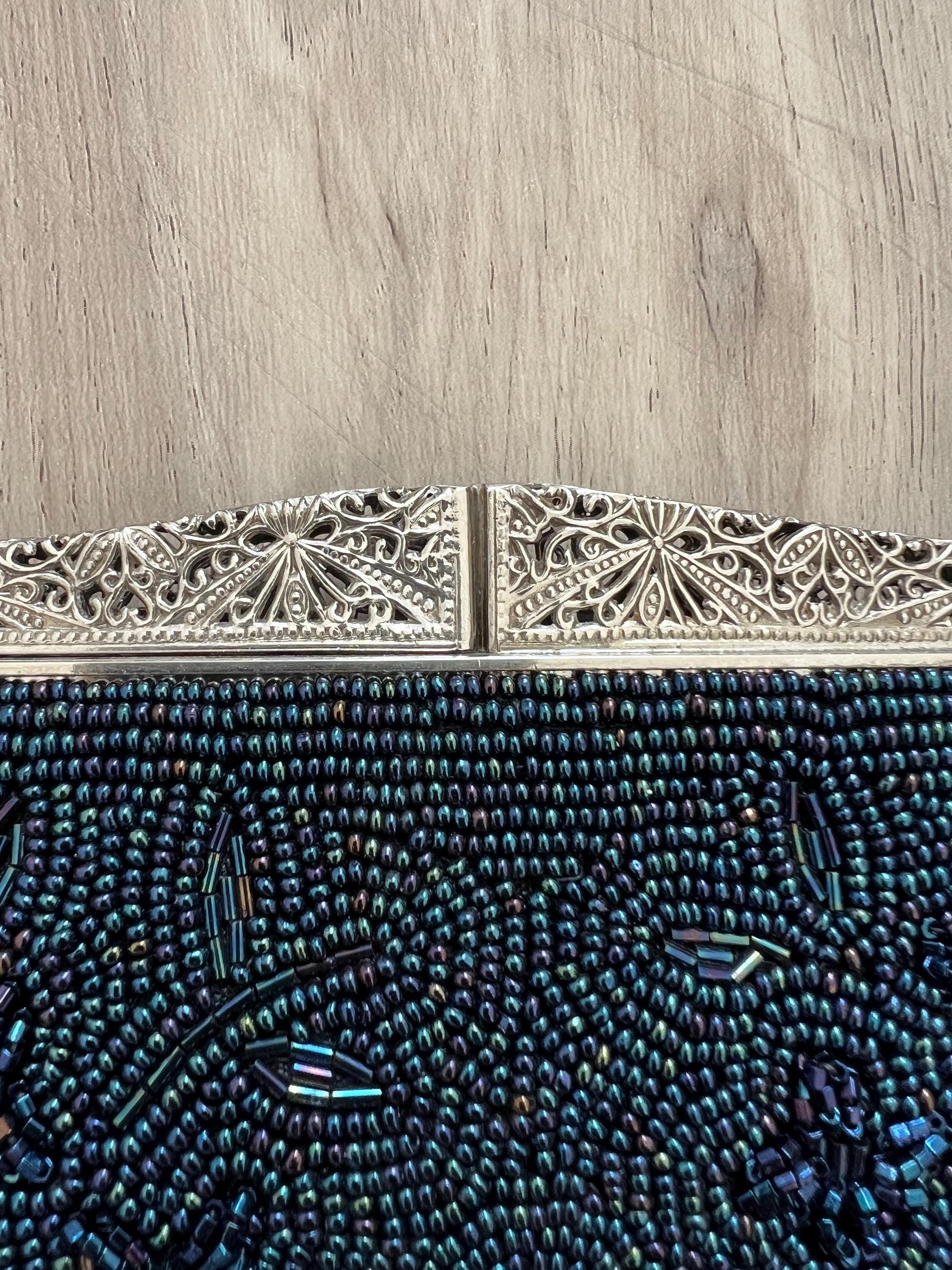 Vintage Japanese Blue Beaded Bag