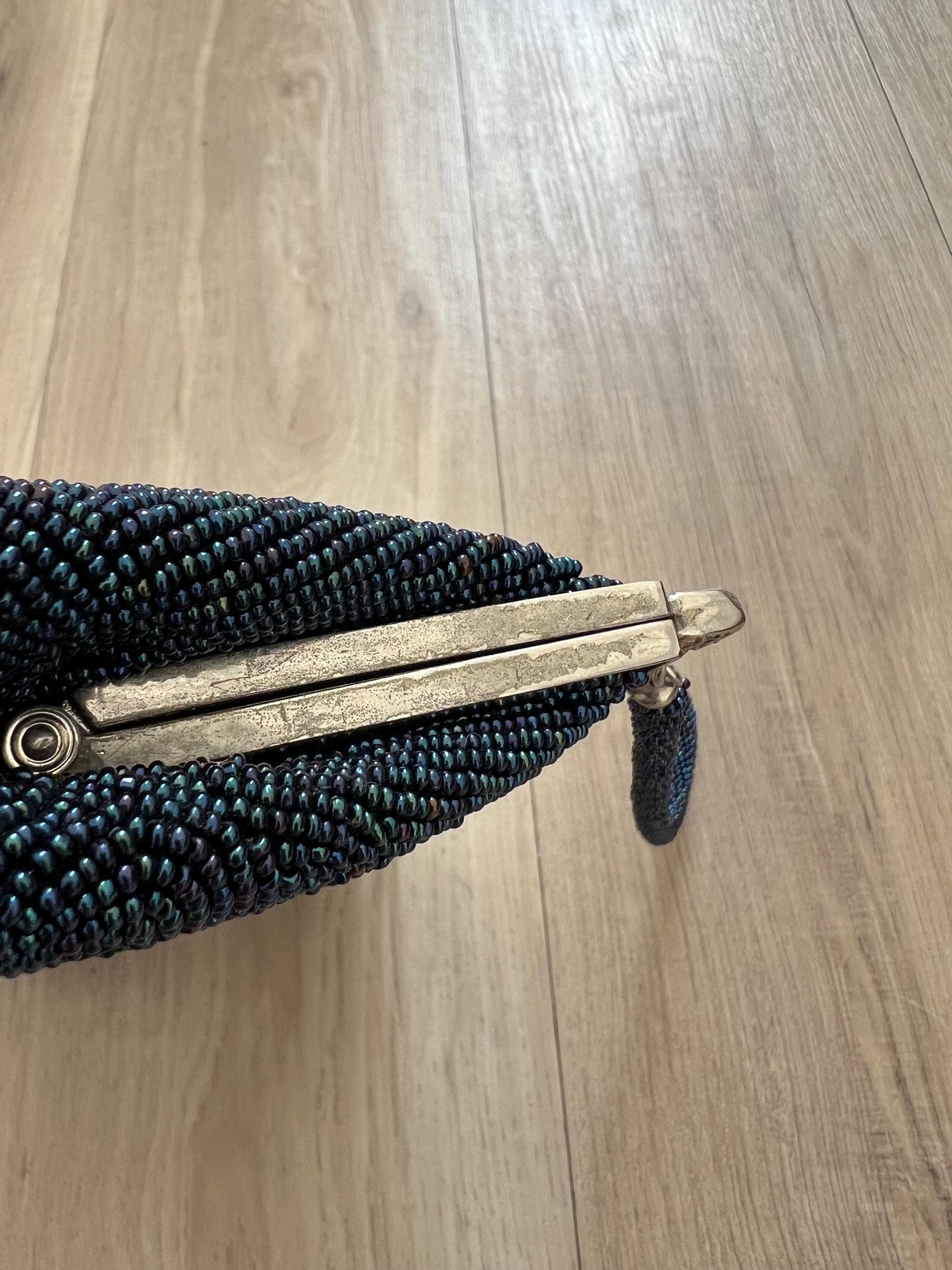 Vintage Japanese Blue Beaded Bag