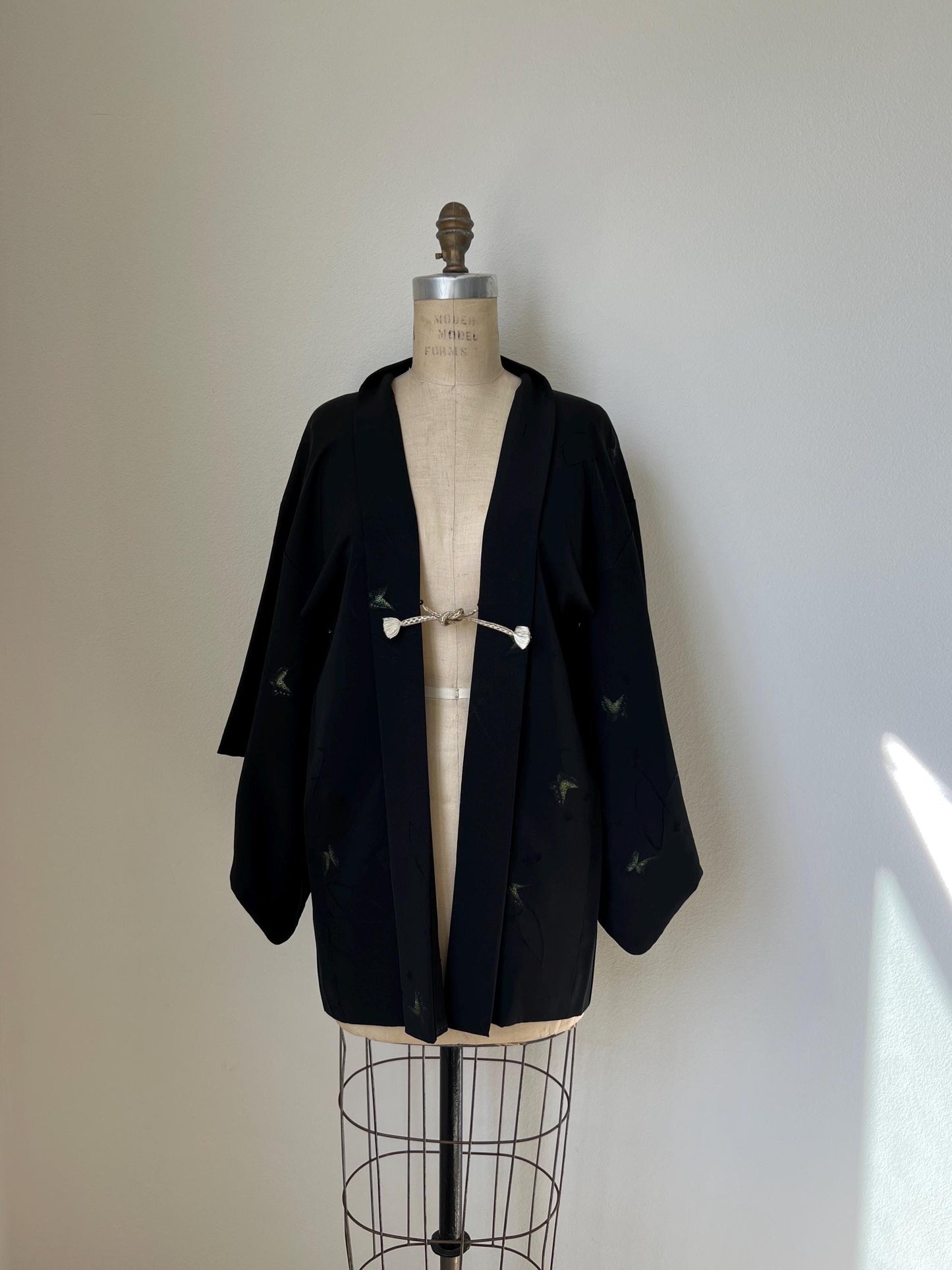 Antique Black Silk Haori | Butterfly