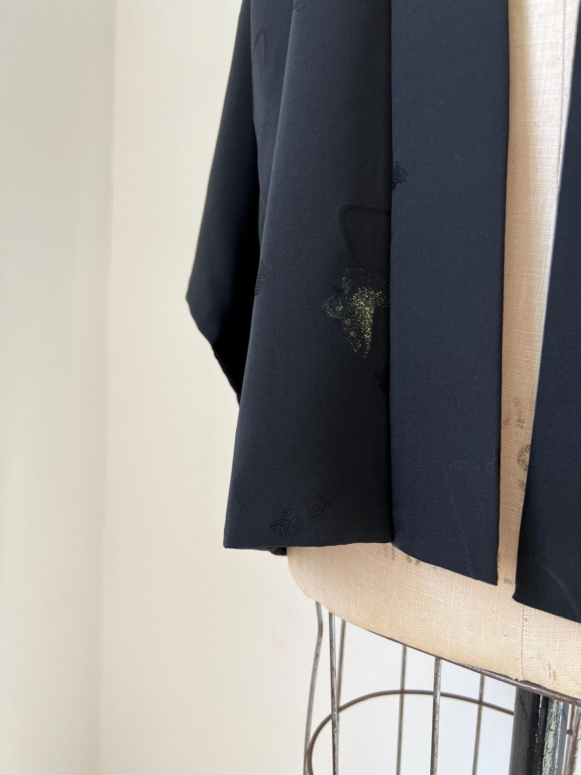 Antique Black Silk Haori | Butterfly