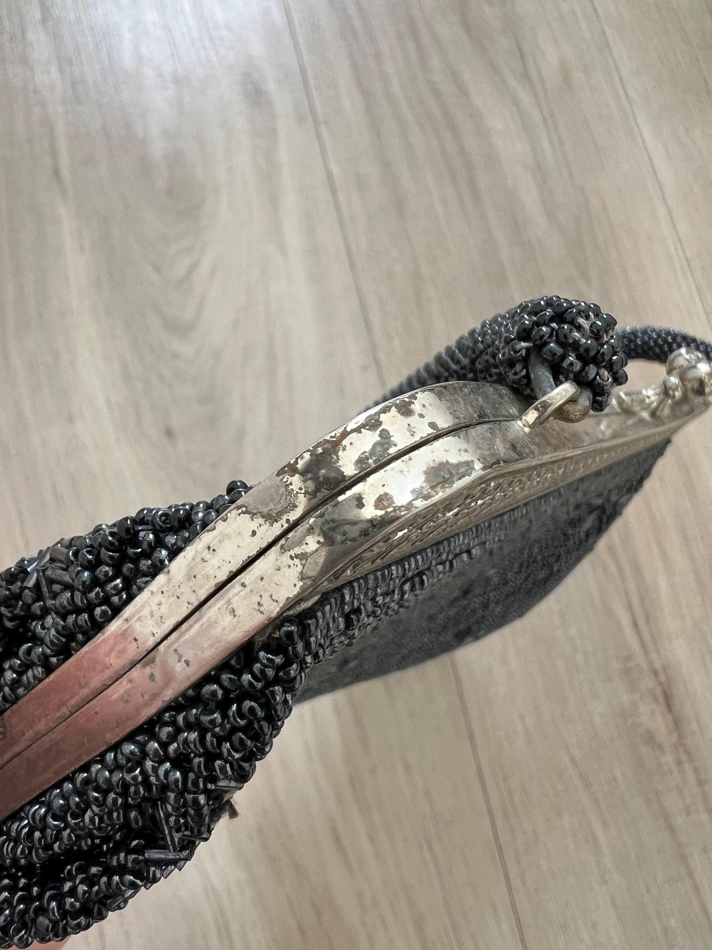 Vintage Japanese Black Beaded Bag