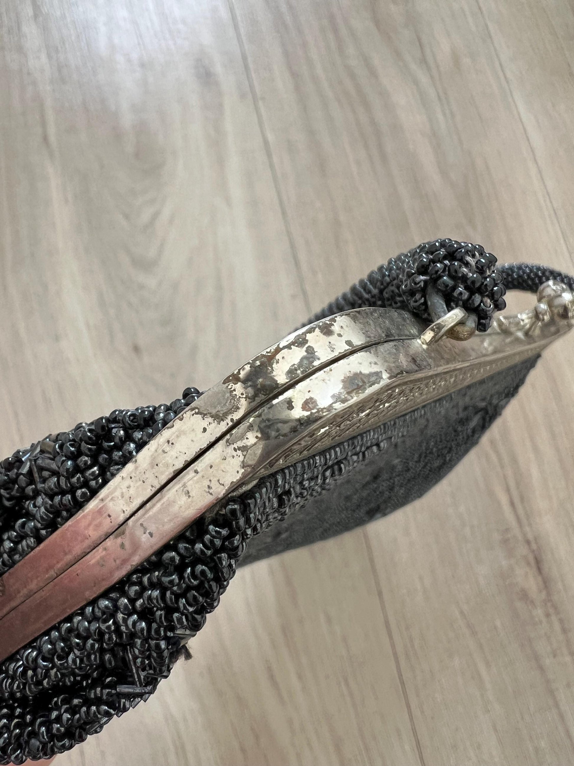 Vintage Japanese Black Beaded Bag