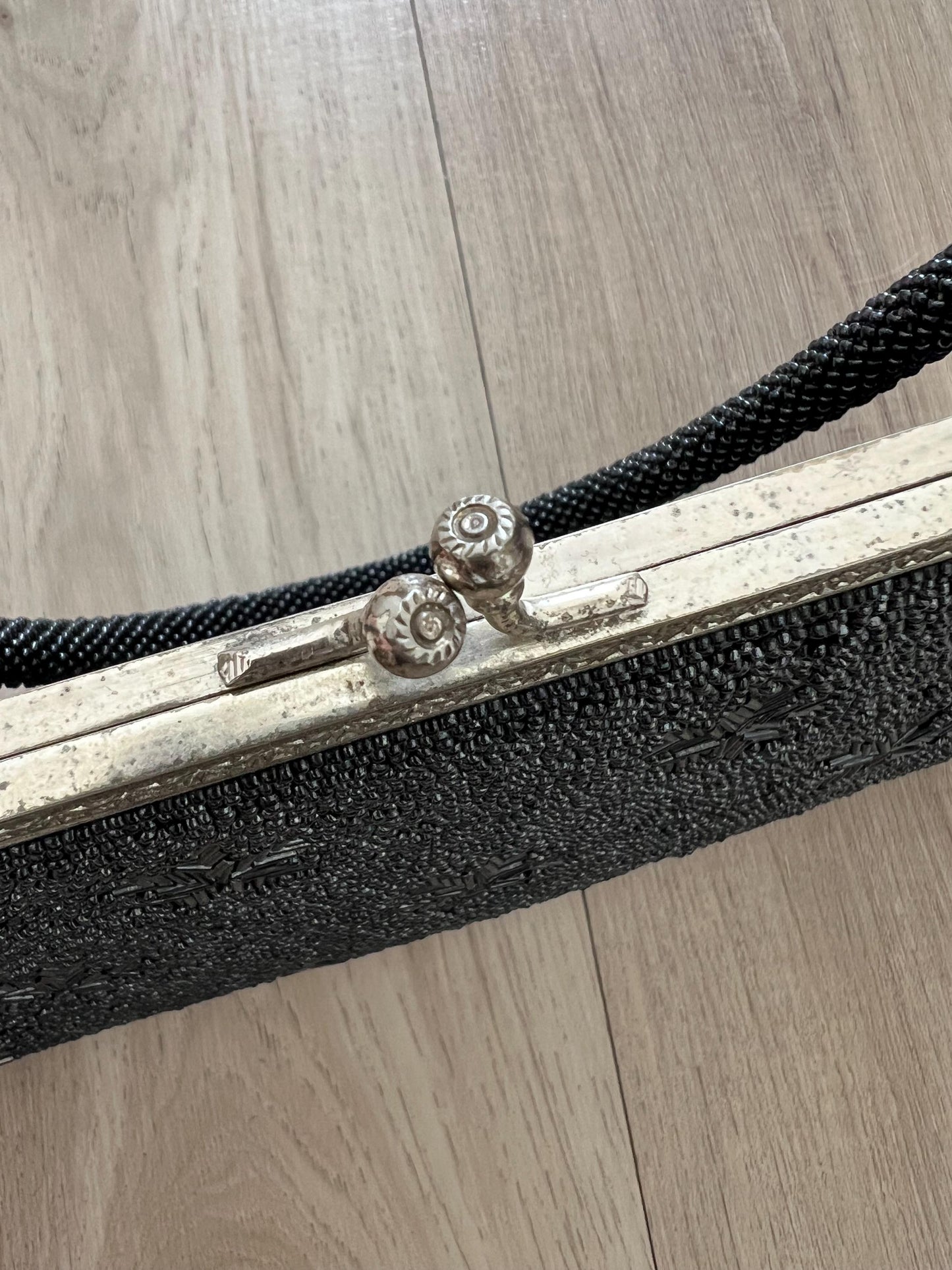 Vintage Japanese Black Beaded Bag