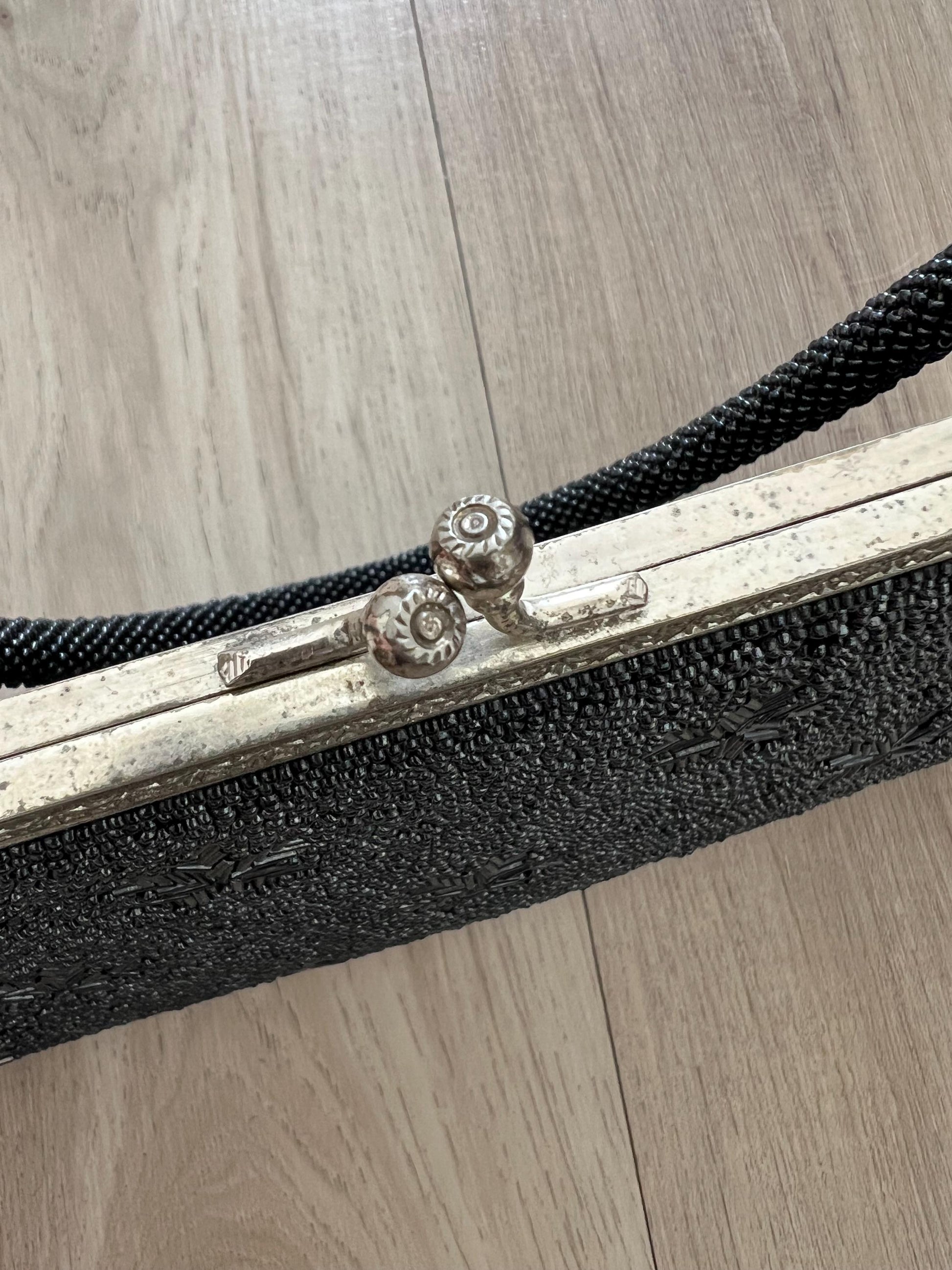 Vintage Japanese Black Beaded Bag