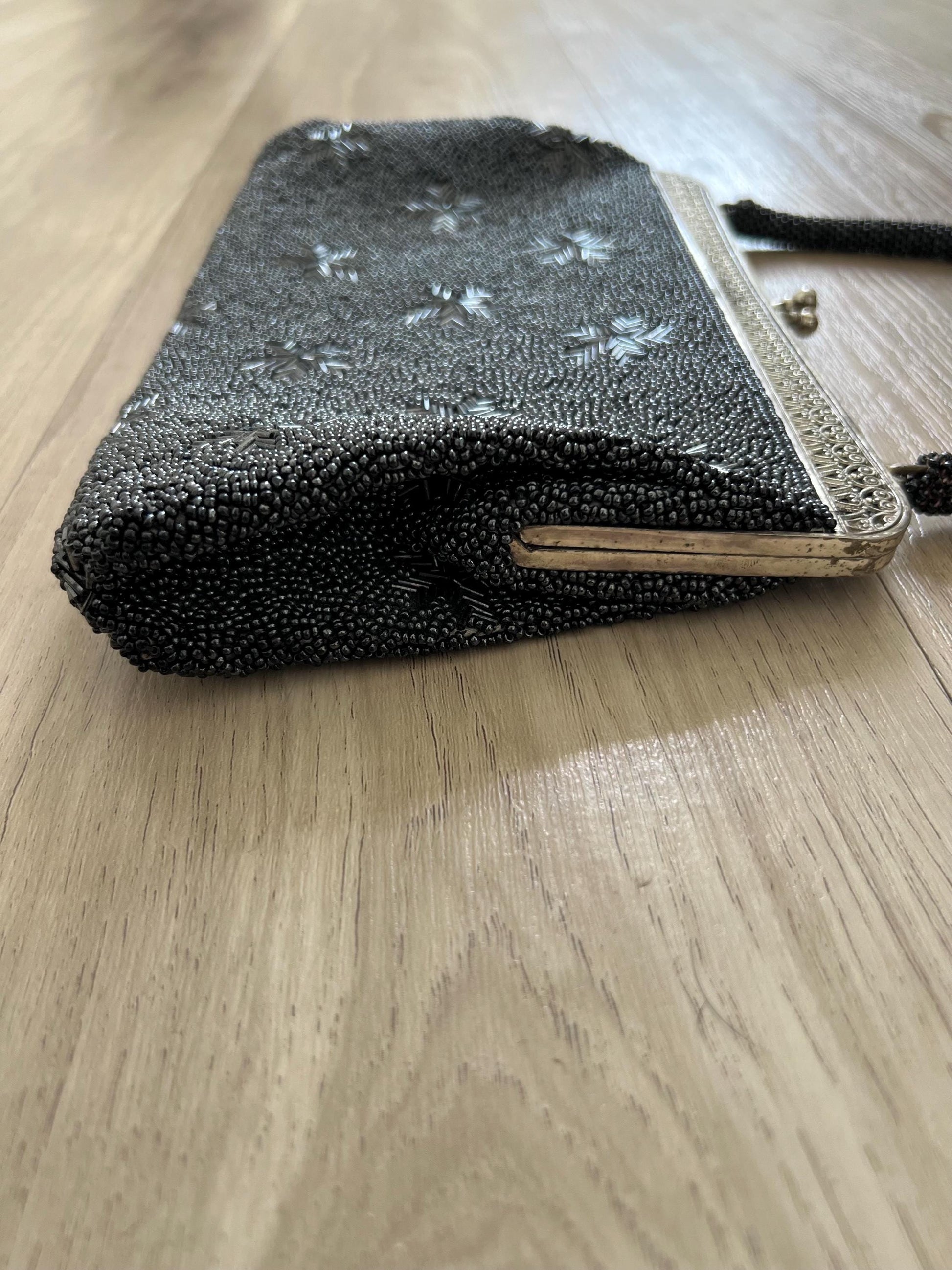 Vintage Japanese Black Beaded Bag
