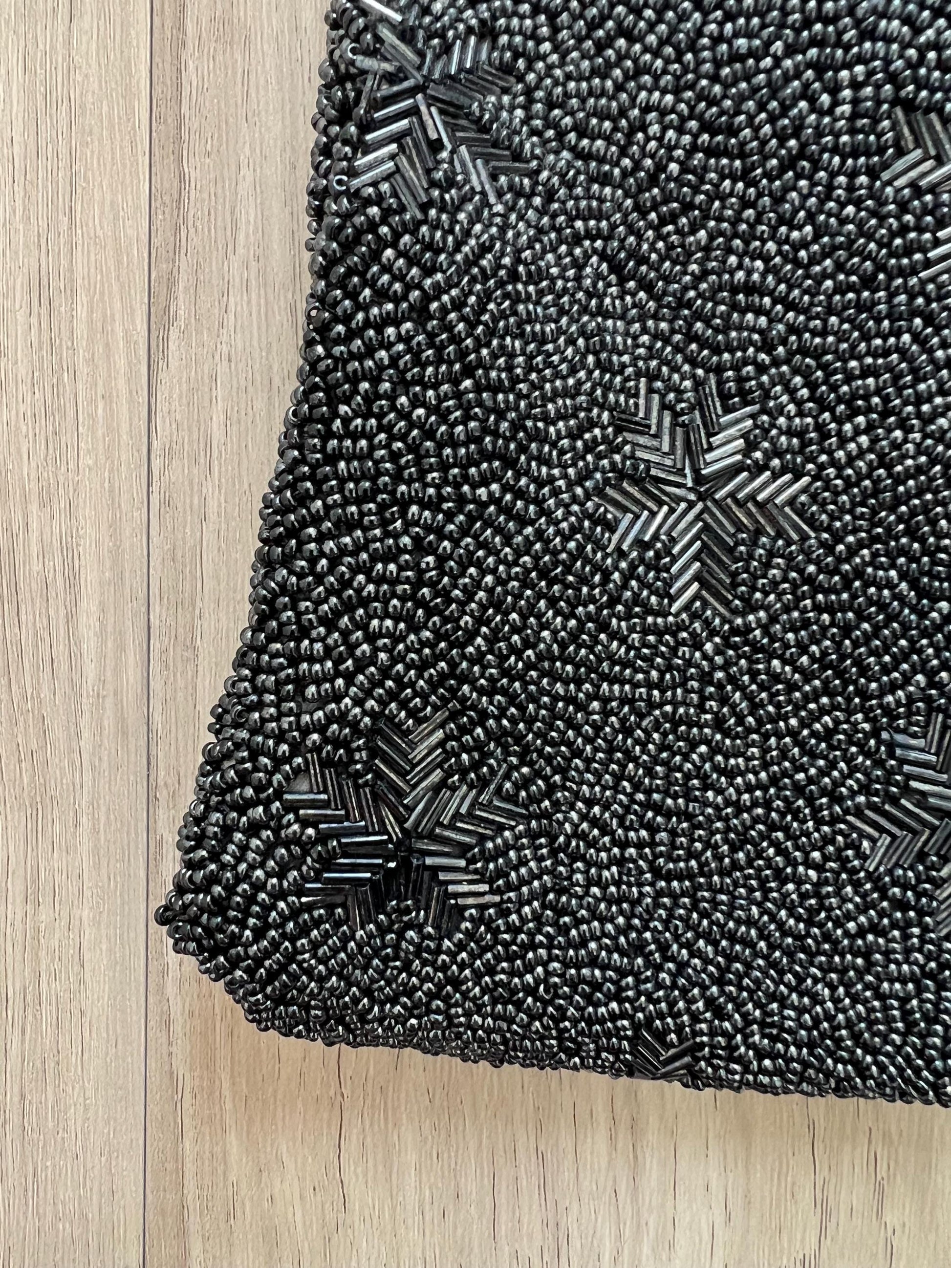 Vintage Japanese Black Beaded Bag