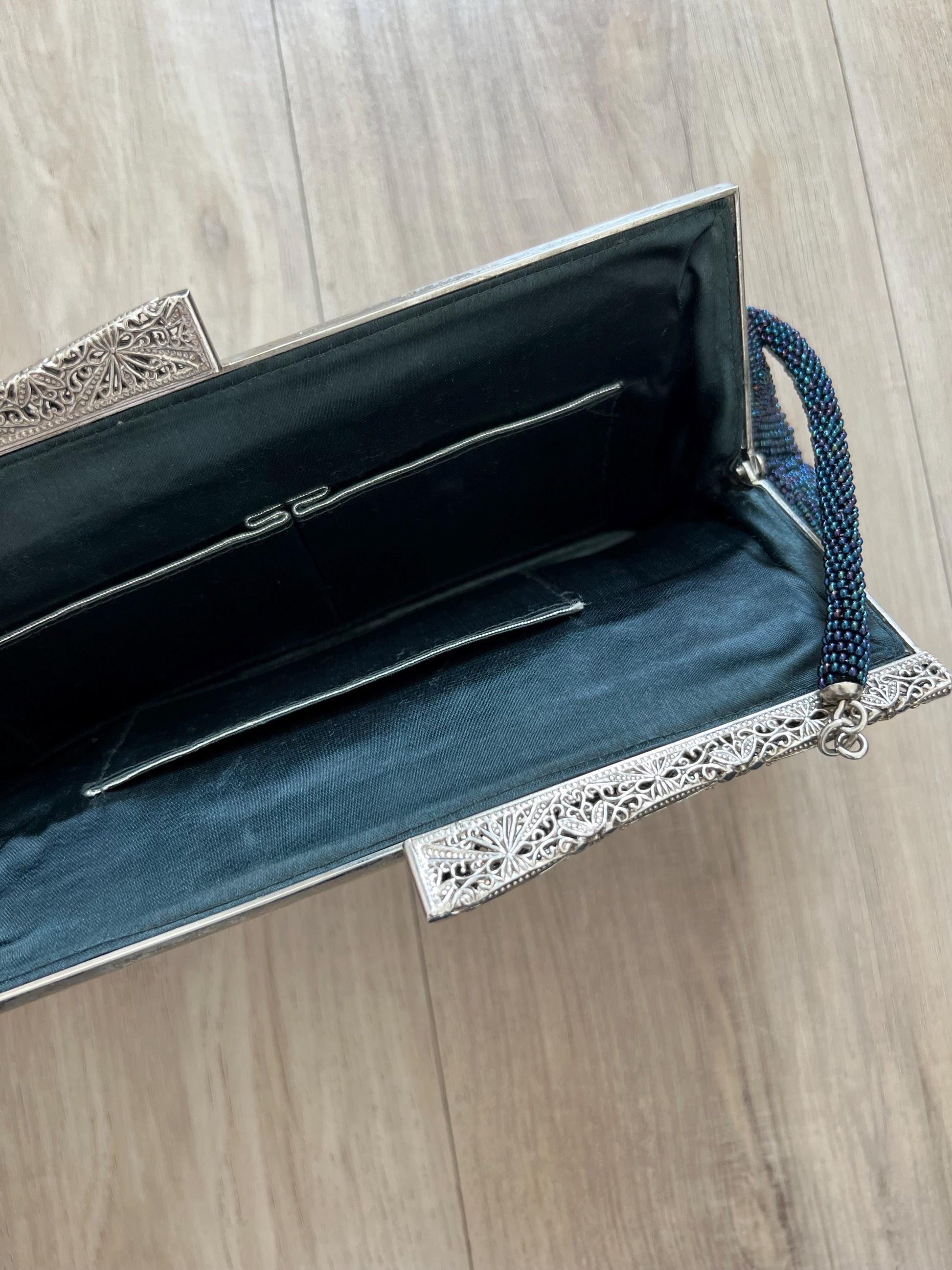 Vintage Japanese Blue Beaded Bag