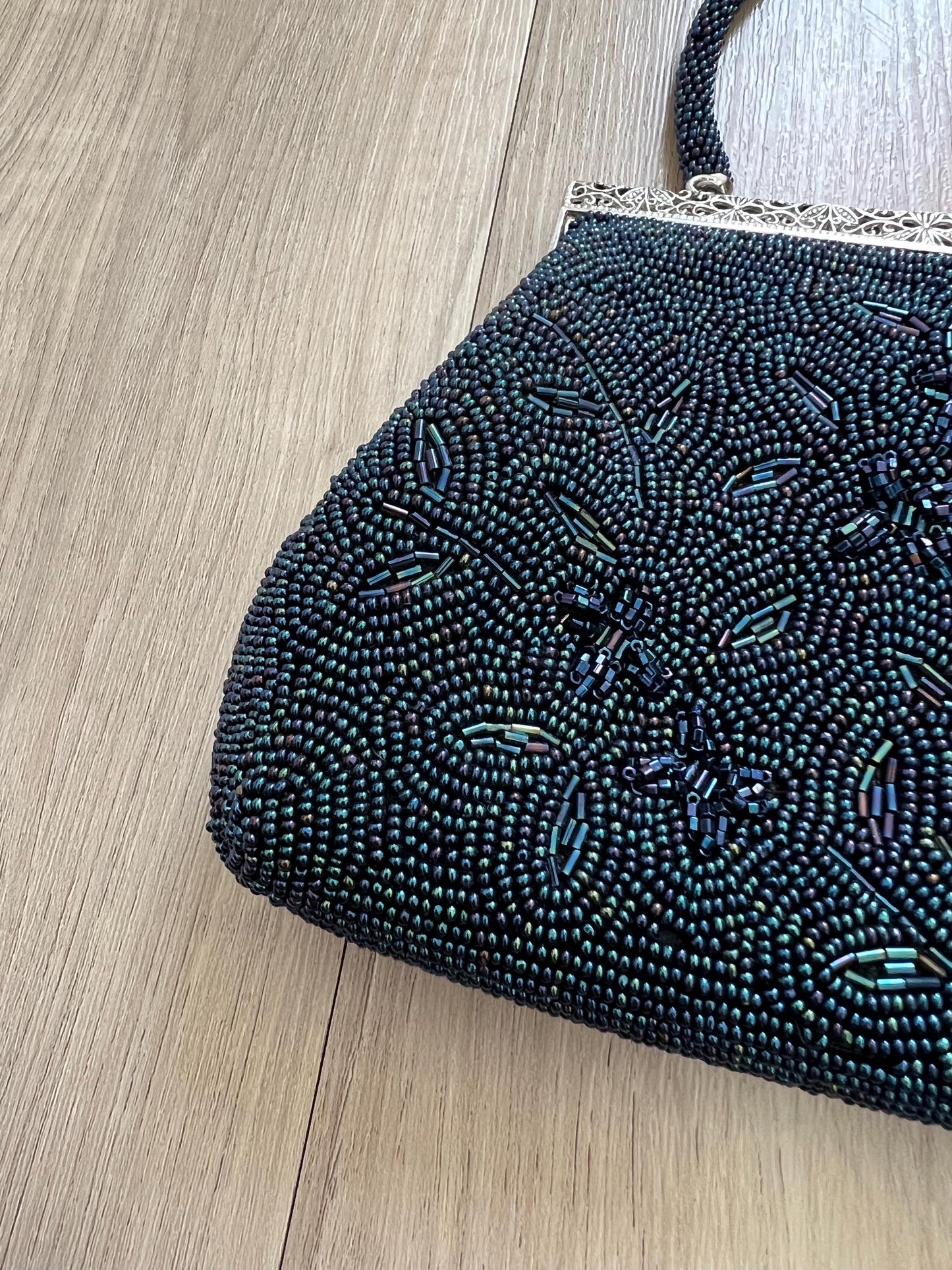 Vintage Japanese Blue Beaded Bag
