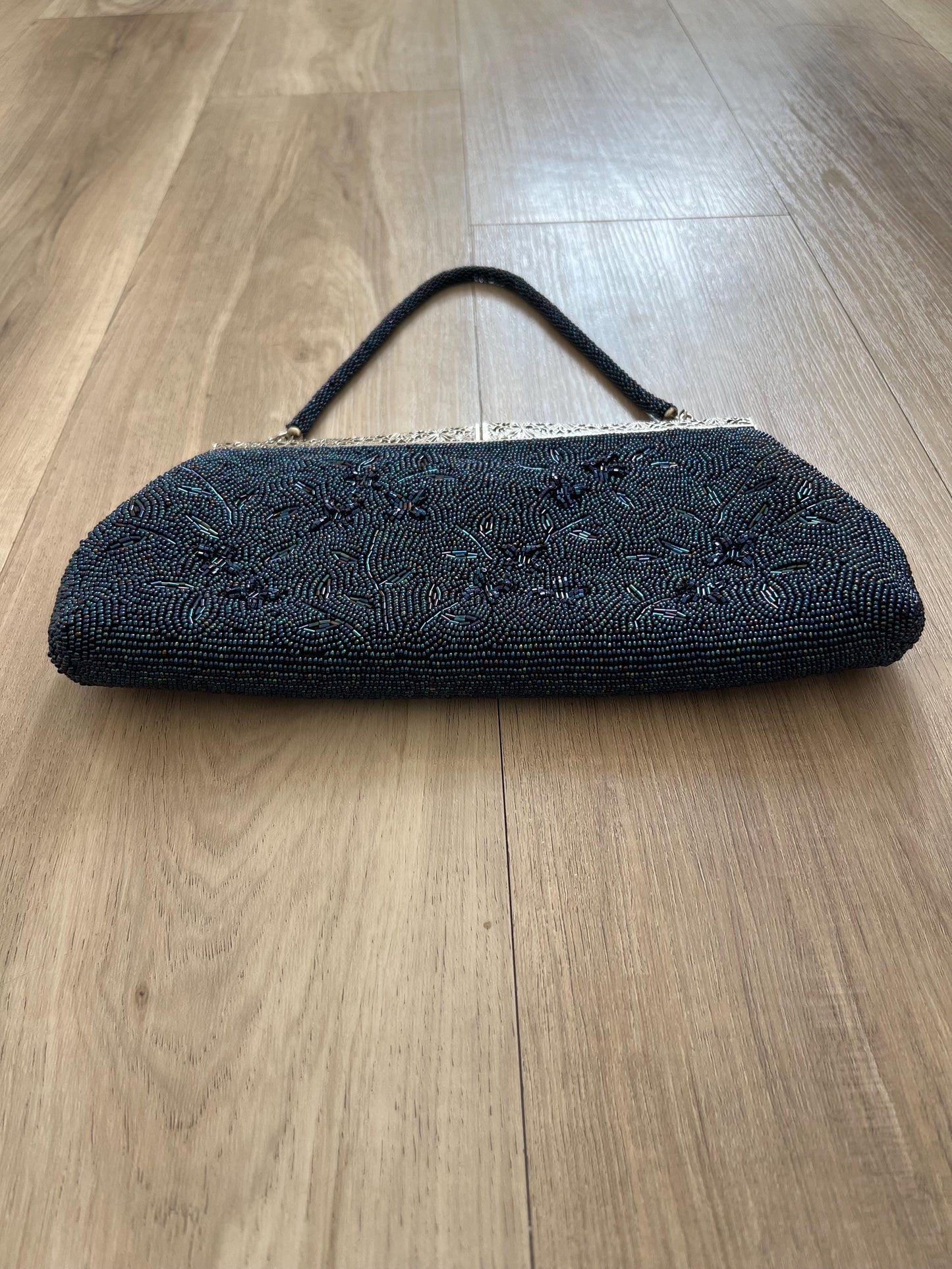 Vintage Japanese Blue Beaded Bag