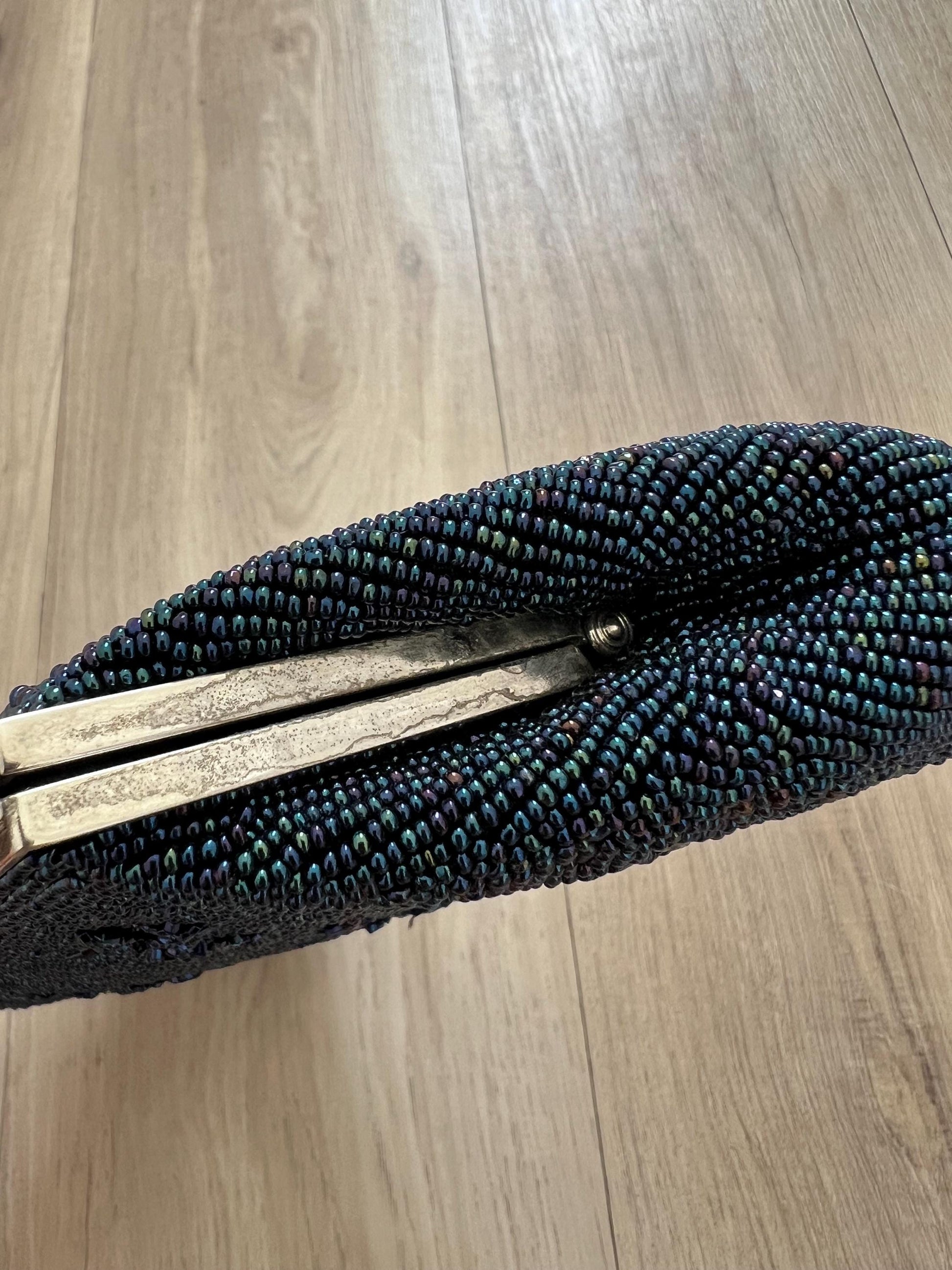 Vintage Japanese Blue Beaded Bag