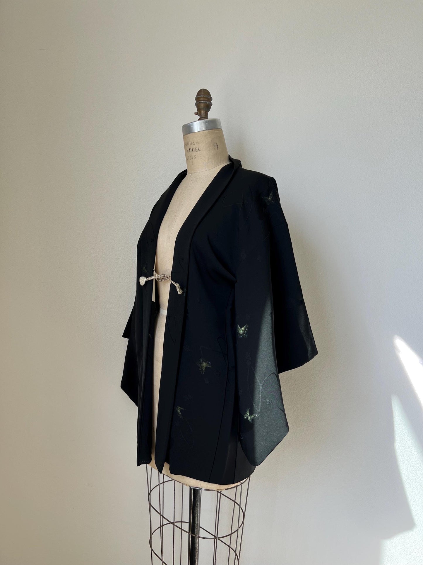 Antique Black Silk Haori | Butterfly