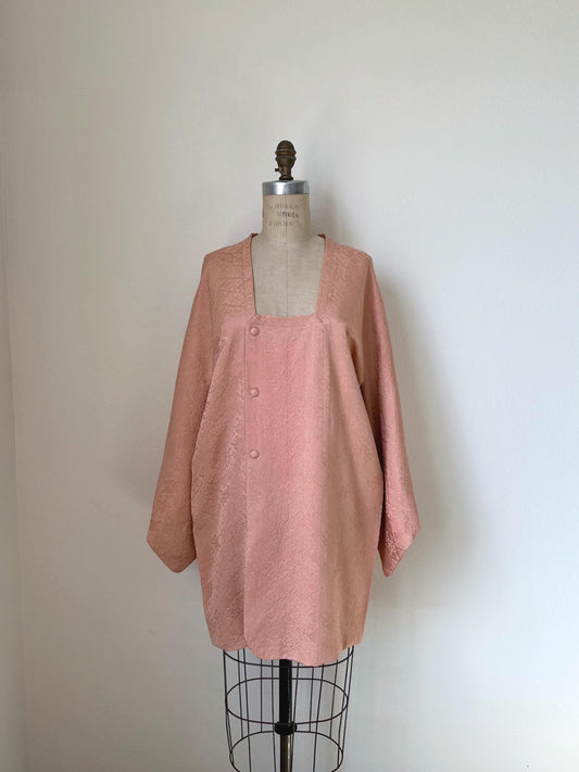Vintage Coral Blush Silk Michiyuki