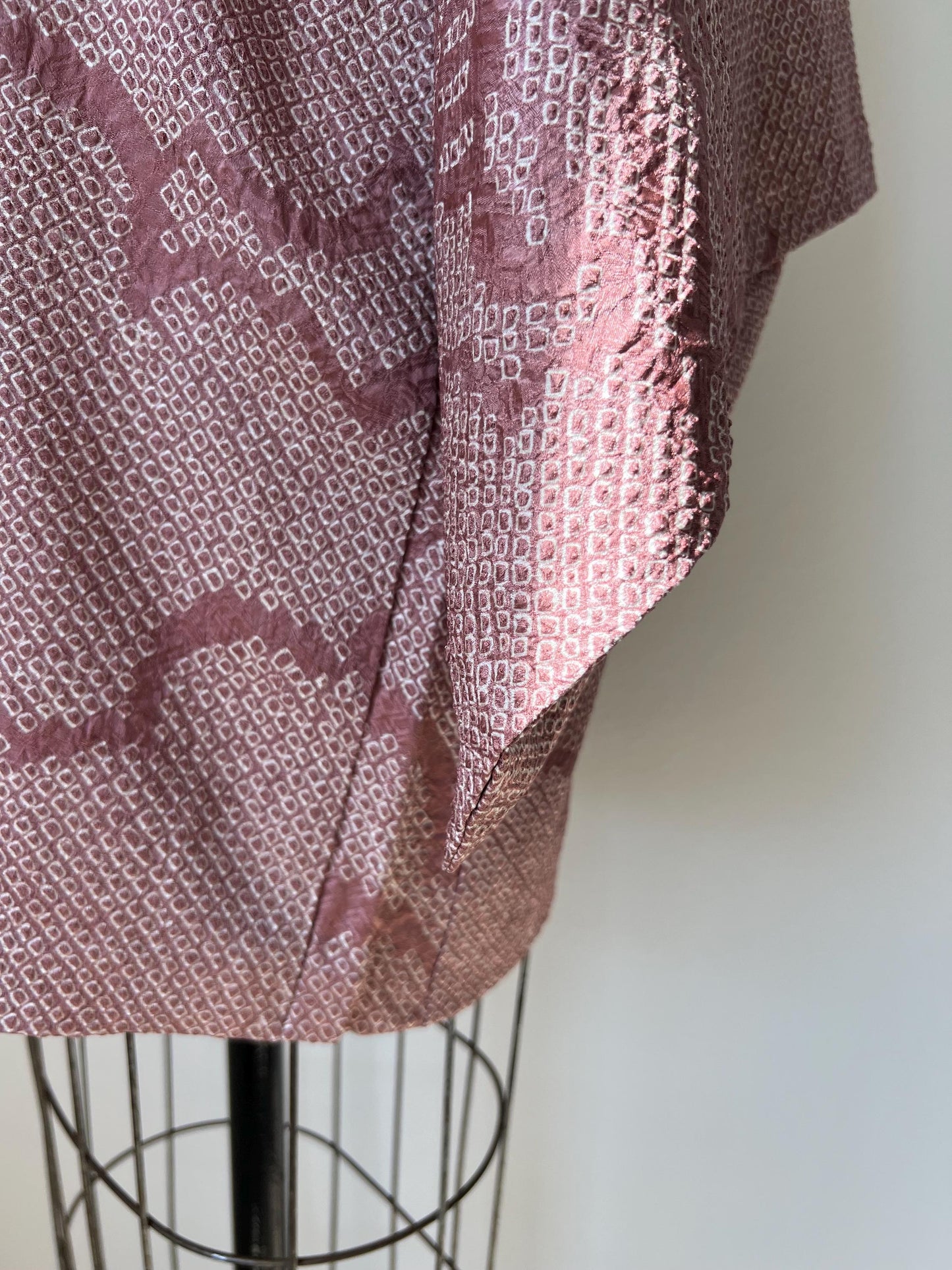 Antique Dusty Rose Silk Shibori Haori
