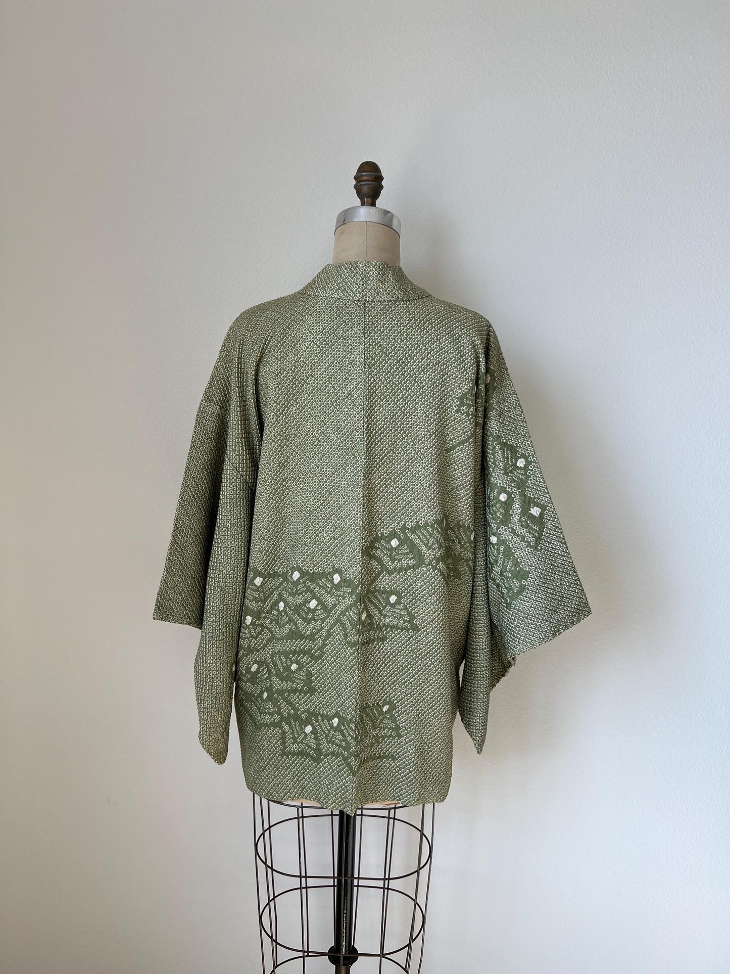 Antique Green Silk Shibori Haori