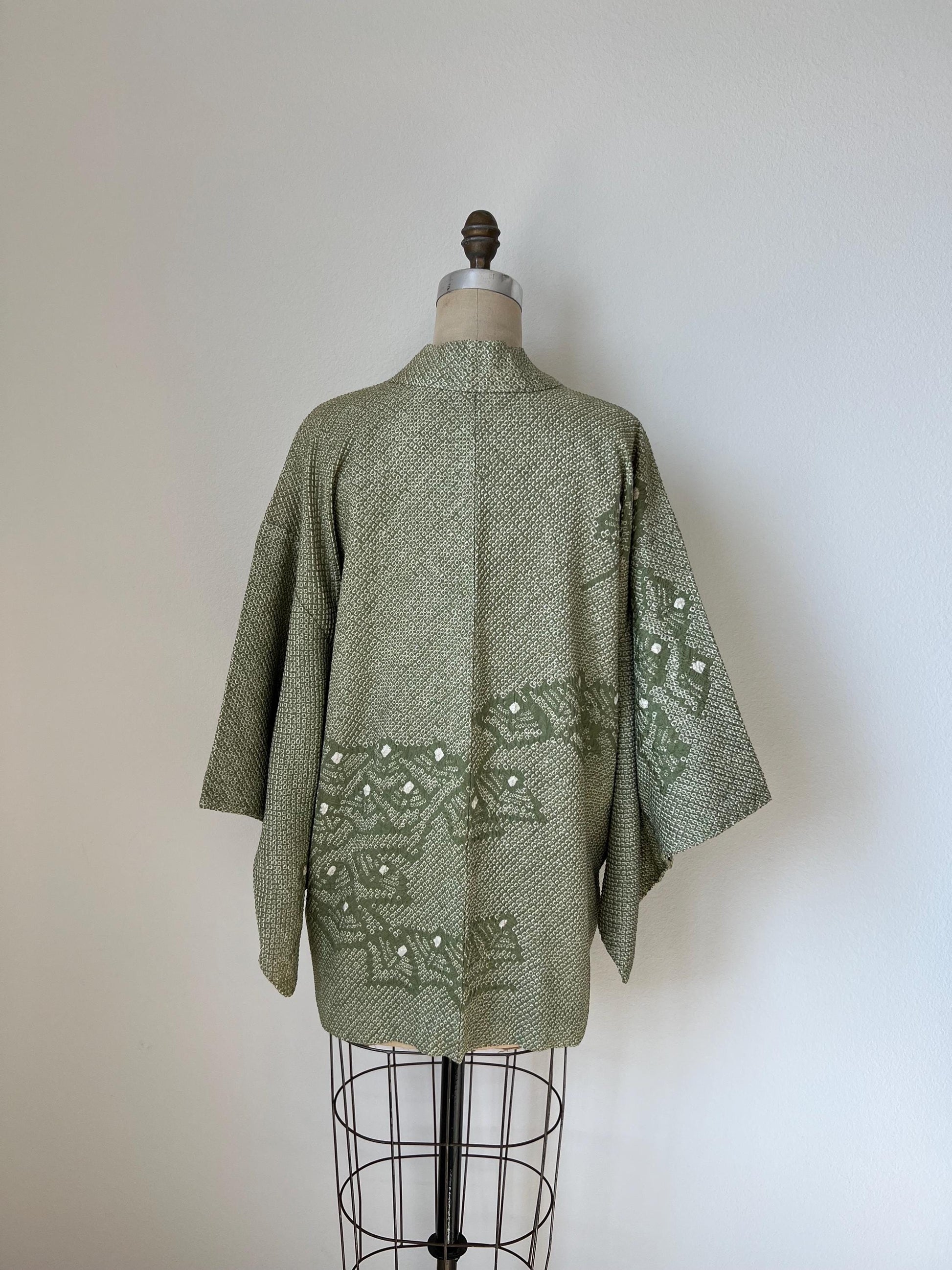 Antique Green Silk Shibori Haori