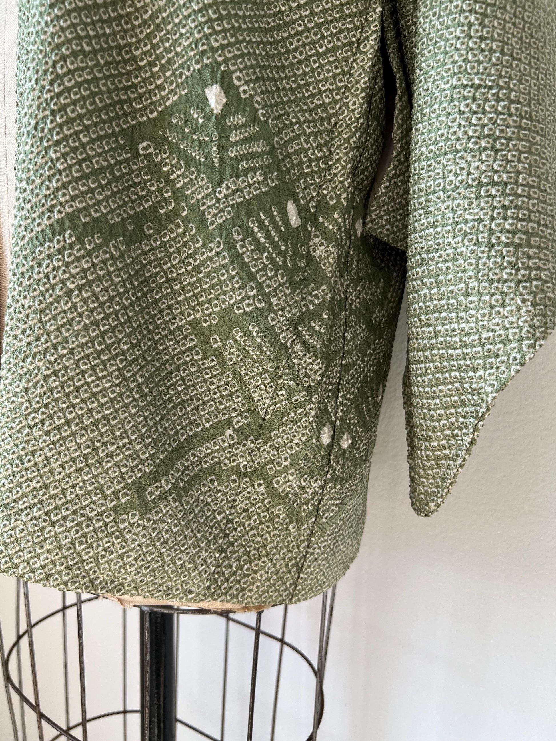 Antique Green Silk Shibori Haori