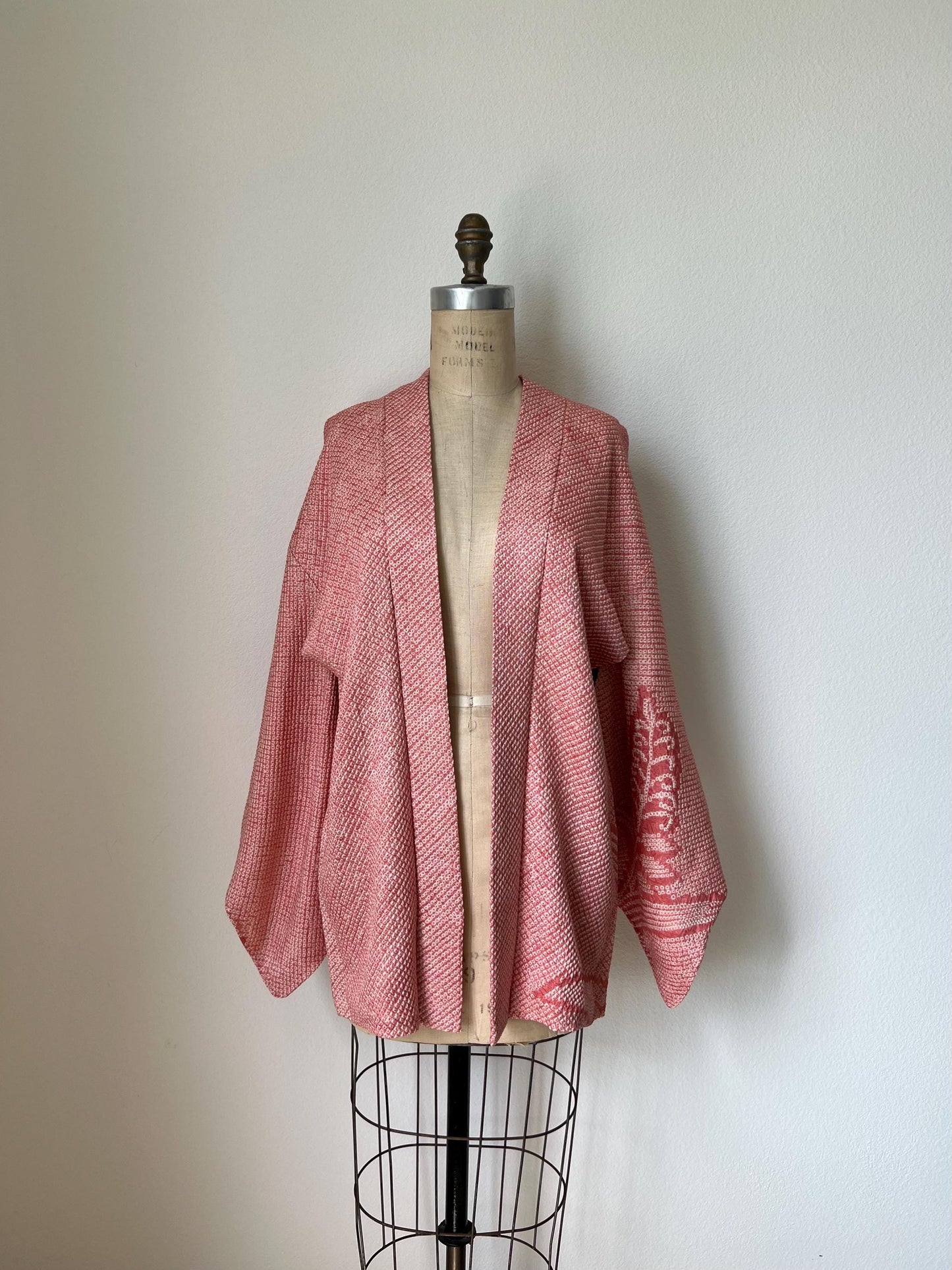 Antique Pink Silk Shibori Haori