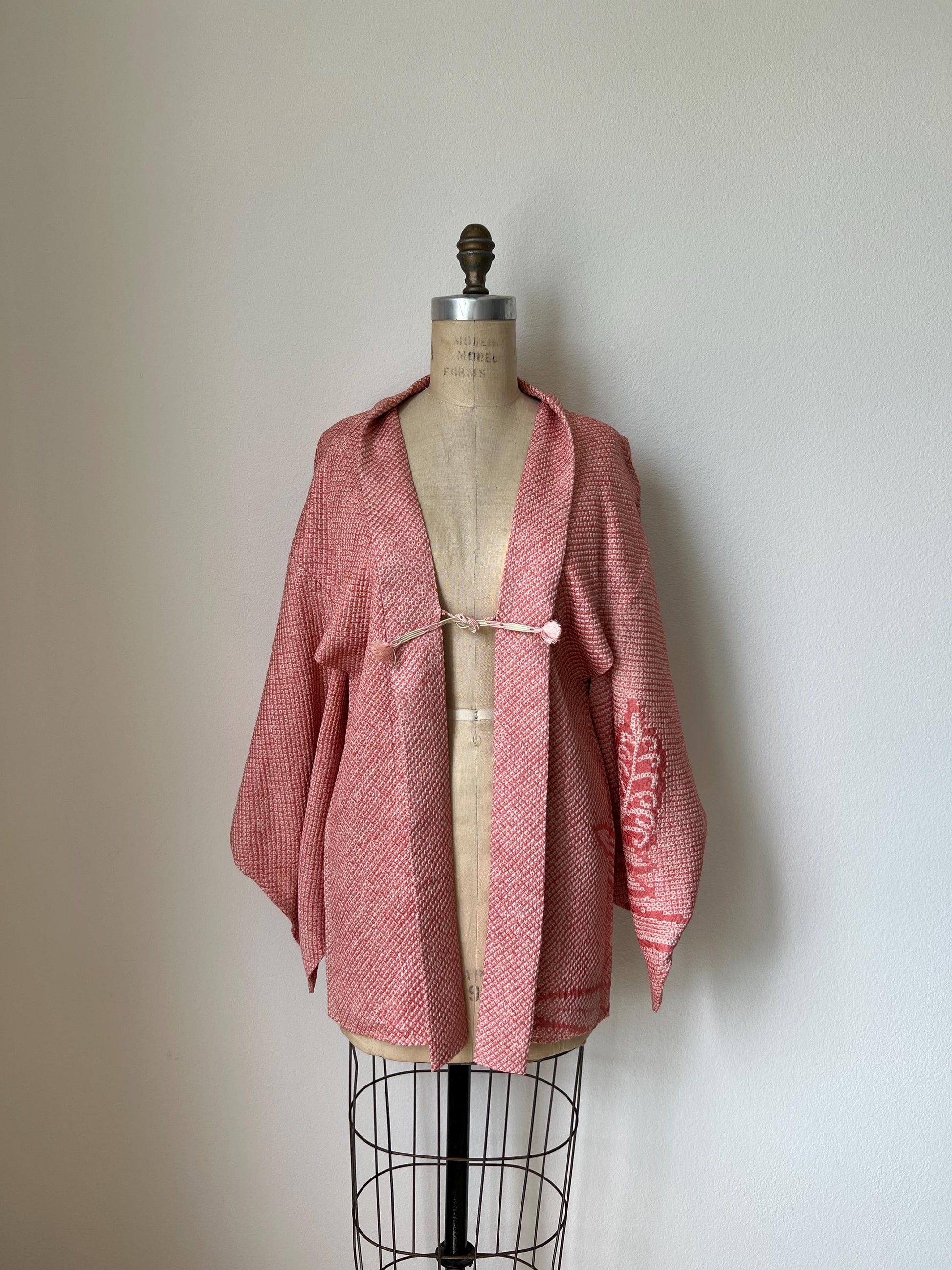 Antique Pink Silk Shibori Haori
