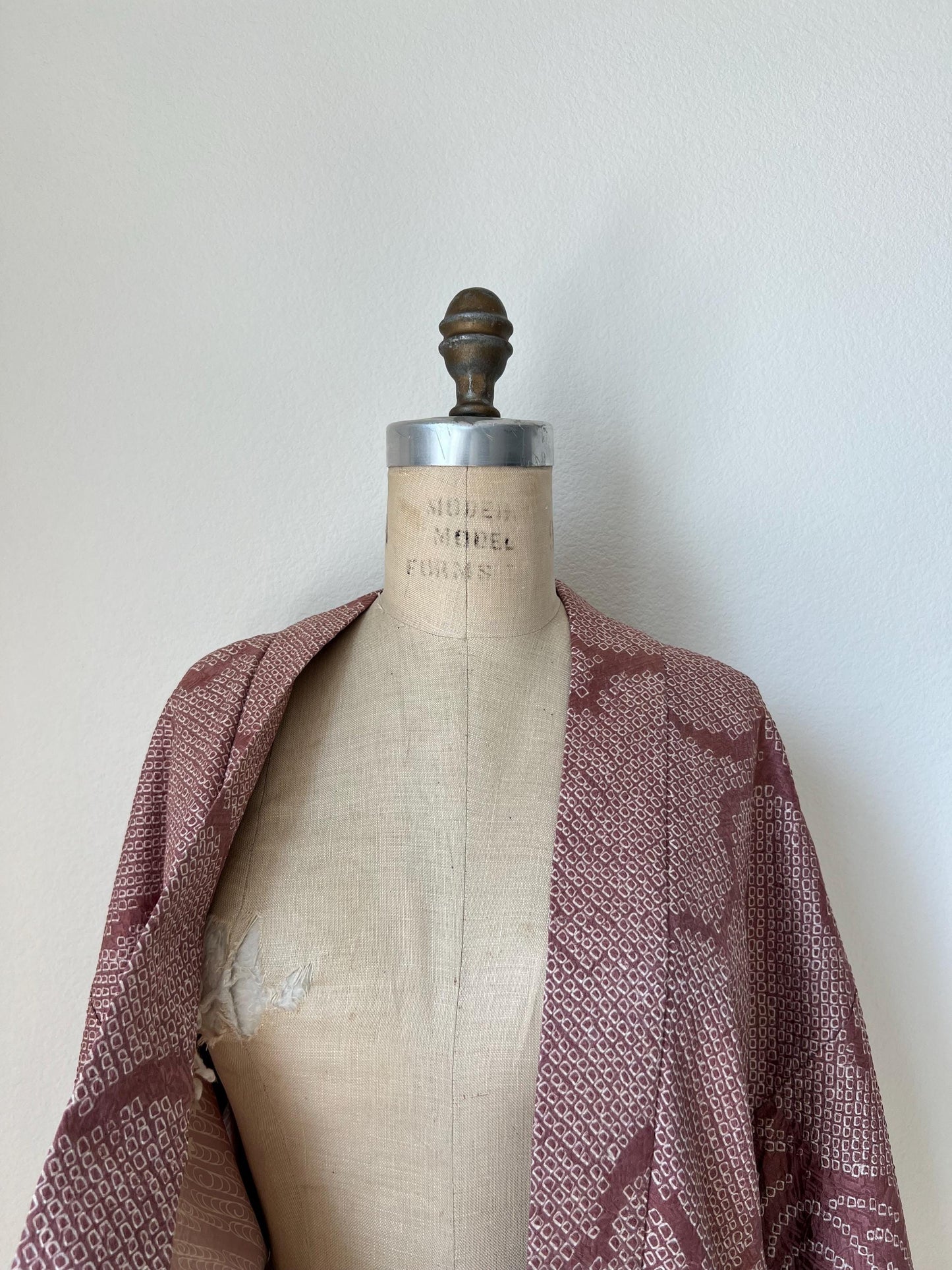 Antique Dusty Rose Silk Shibori Haori