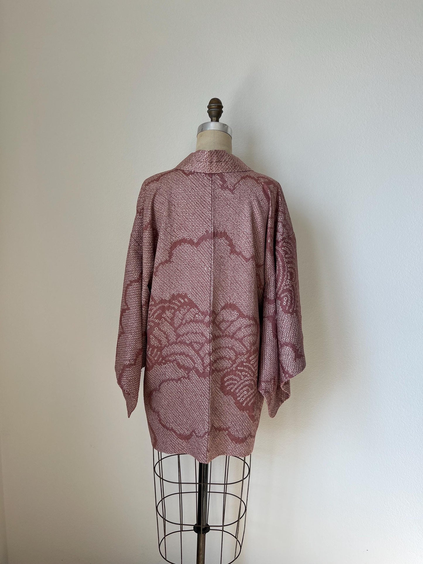 Antique Dusty Rose Silk Shibori Haori