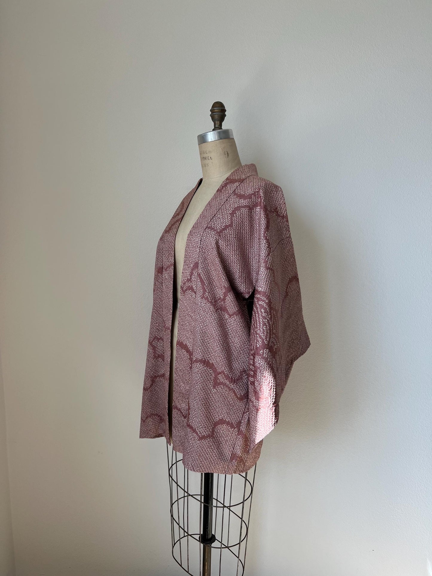 Antique Dusty Rose Silk Shibori Haori