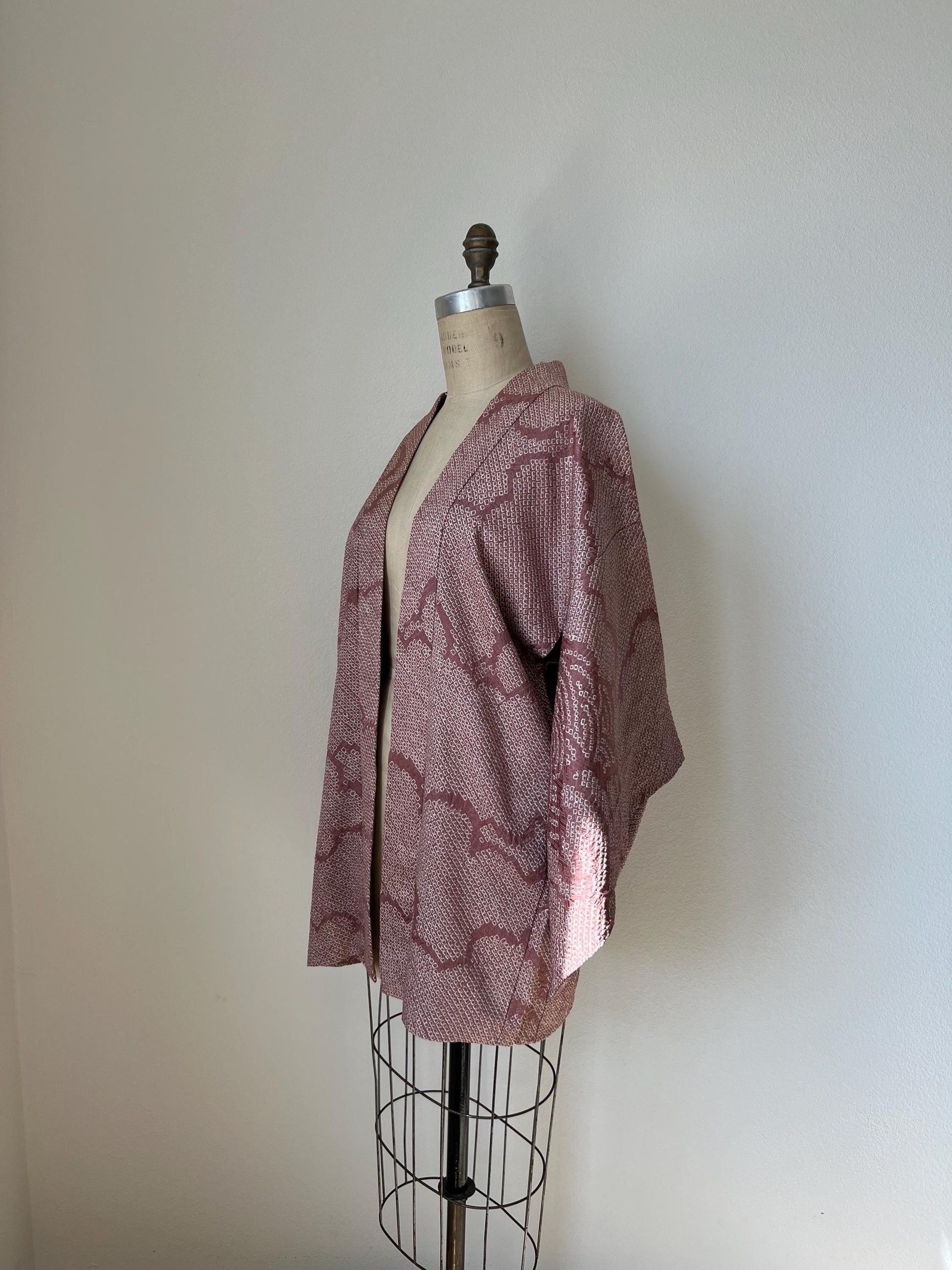 Antique Dusty Rose Silk Shibori Haori