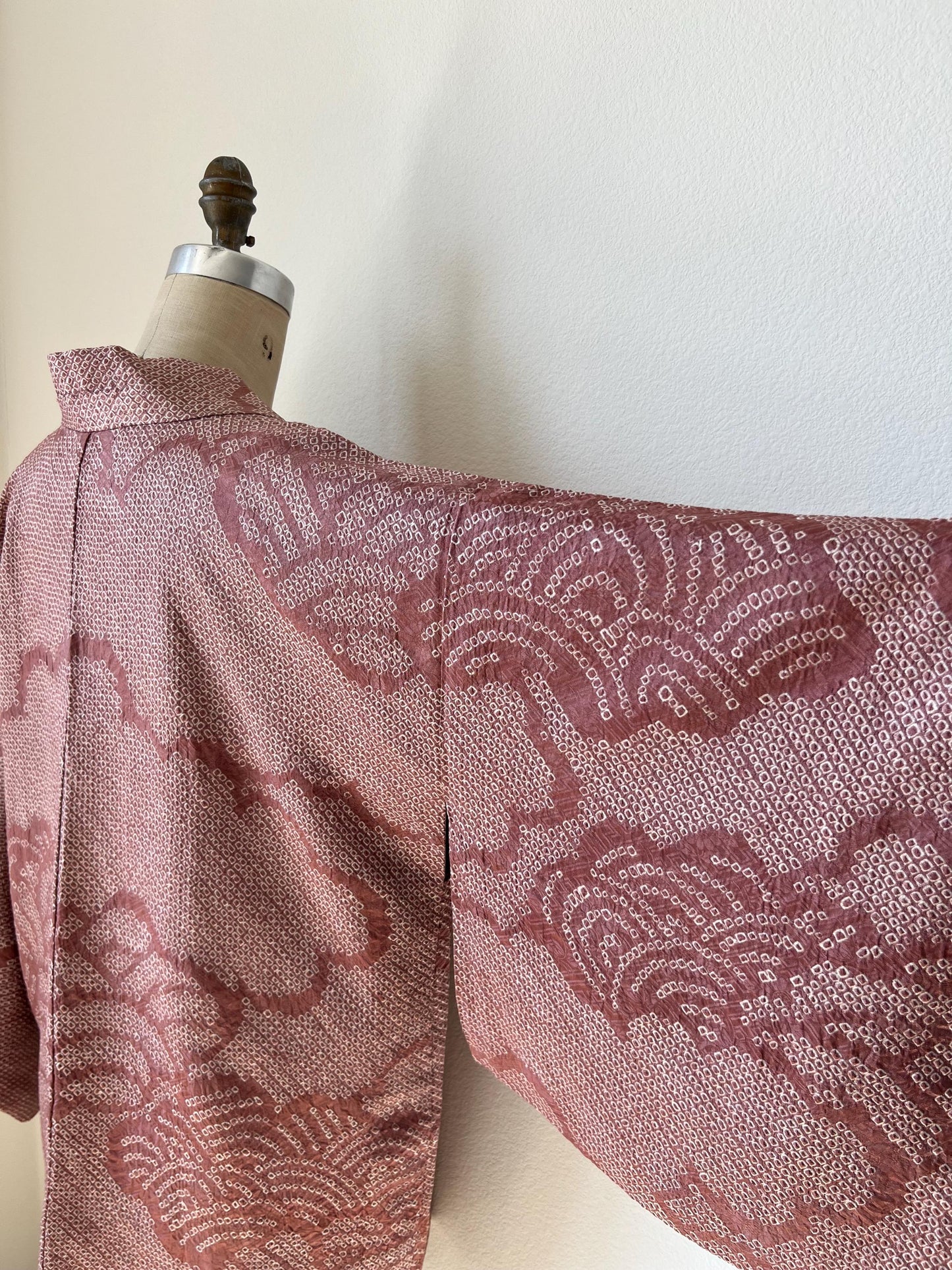 Antique Dusty Rose Silk Shibori Haori