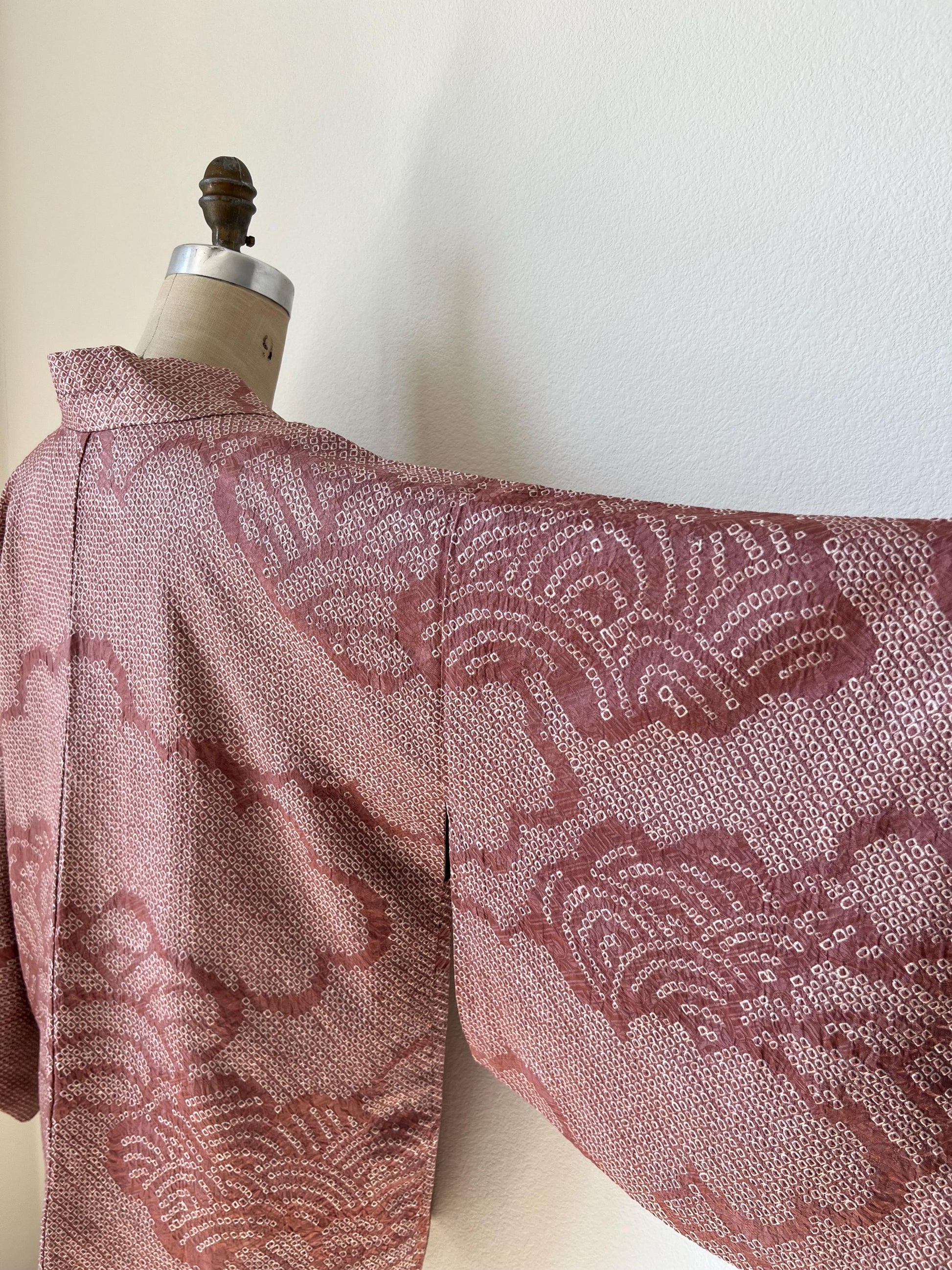 Antique Dusty Rose Silk Shibori Haori