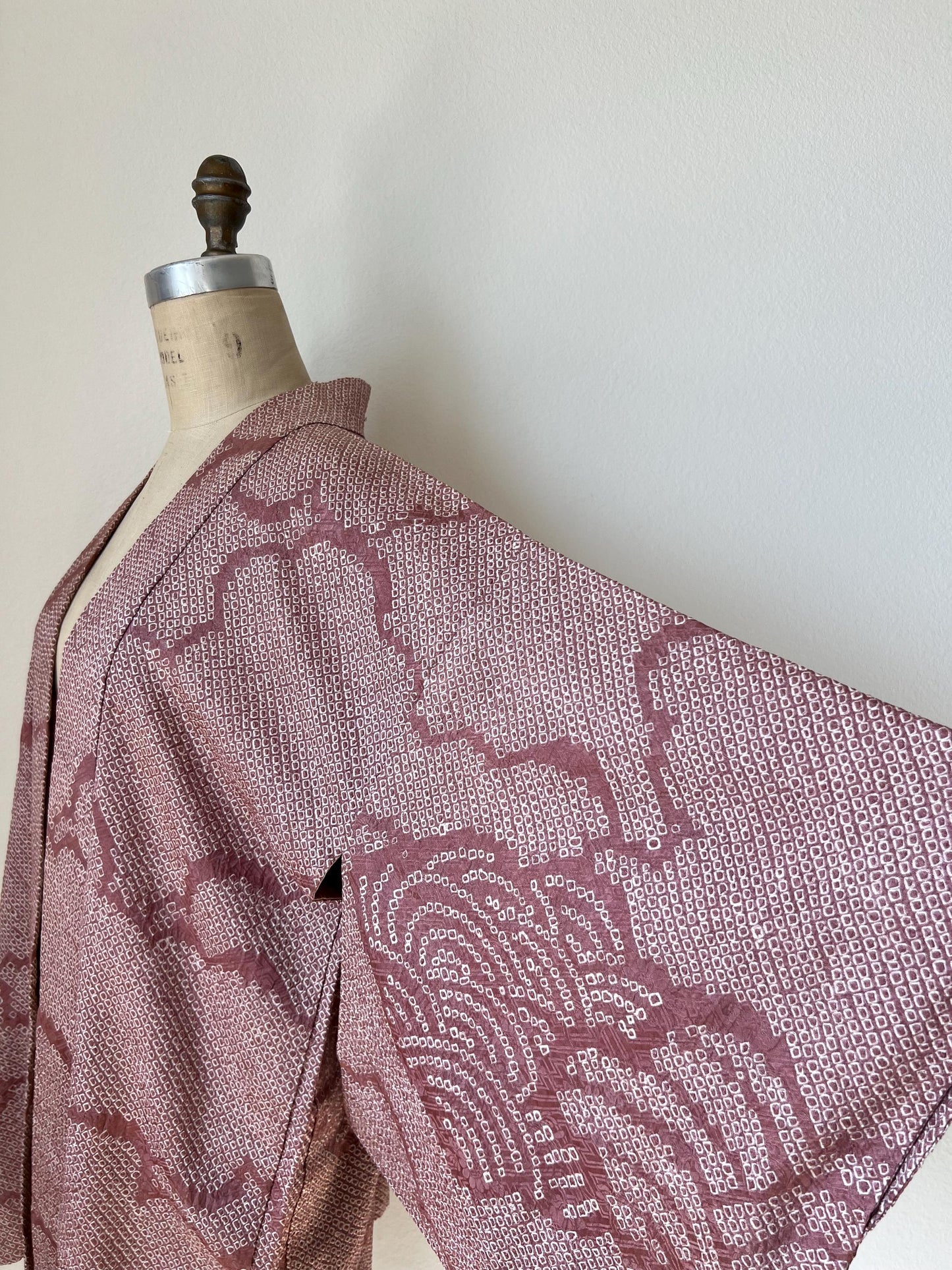 Antique Dusty Rose Silk Shibori Haori