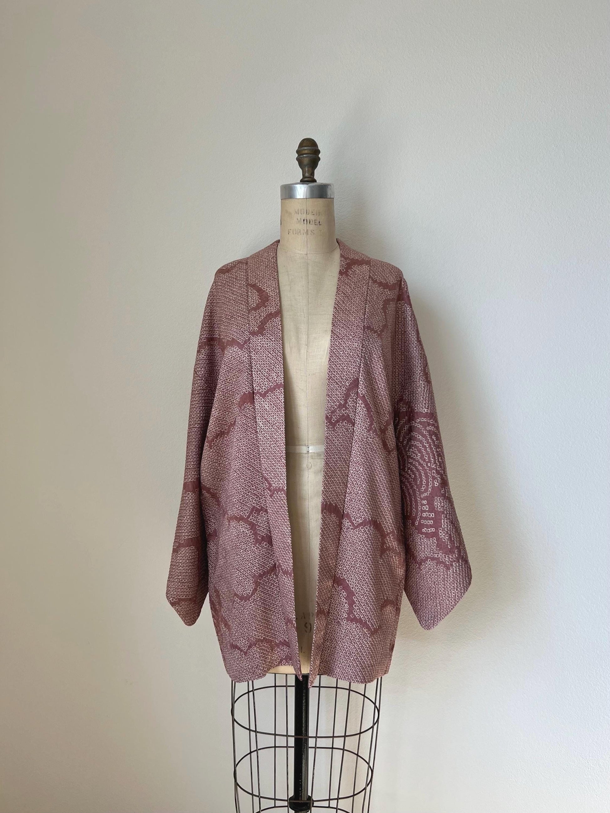 Antique Dusty Rose Silk Shibori Haori
