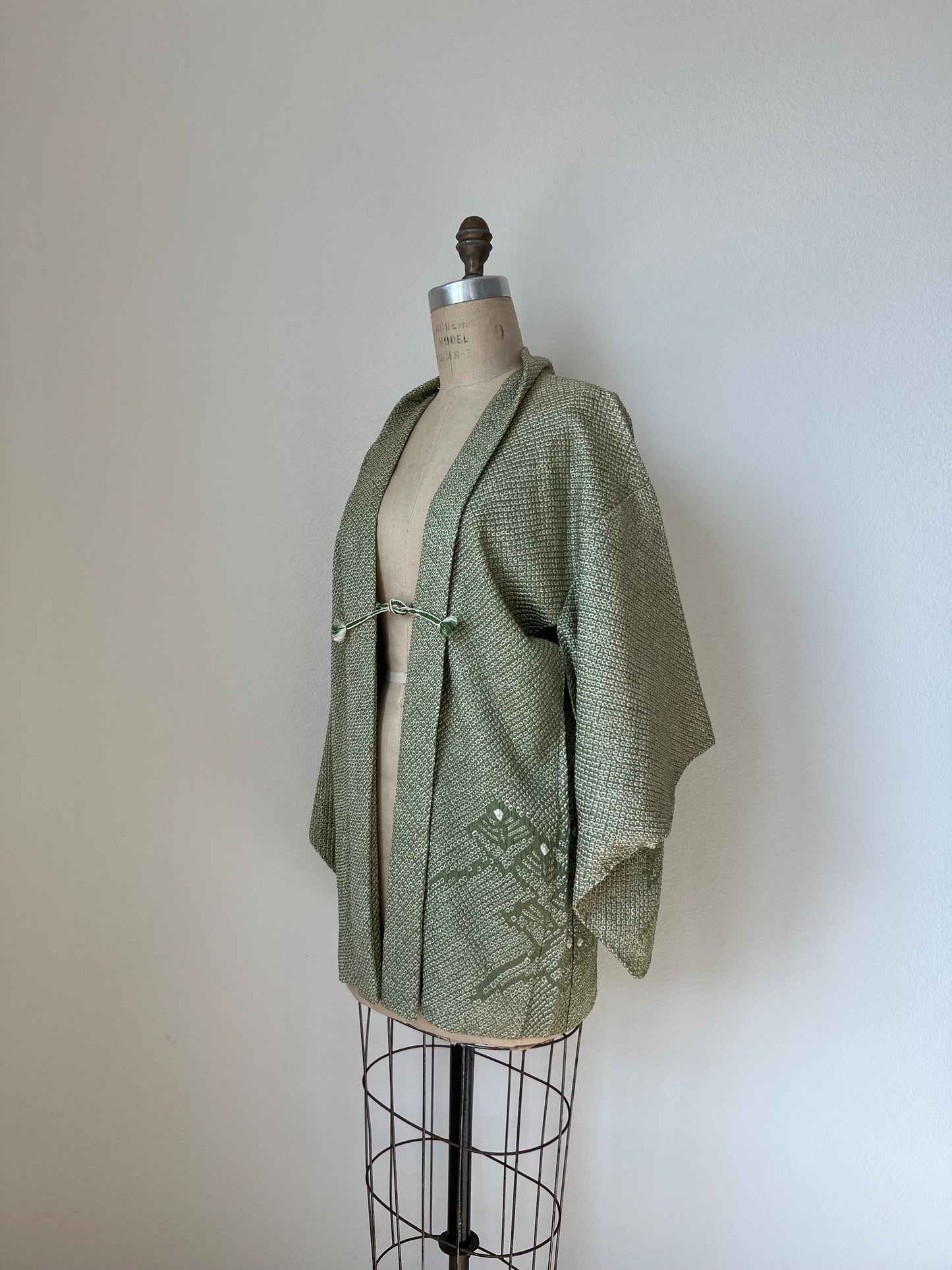 Antique Green Silk Shibori Haori