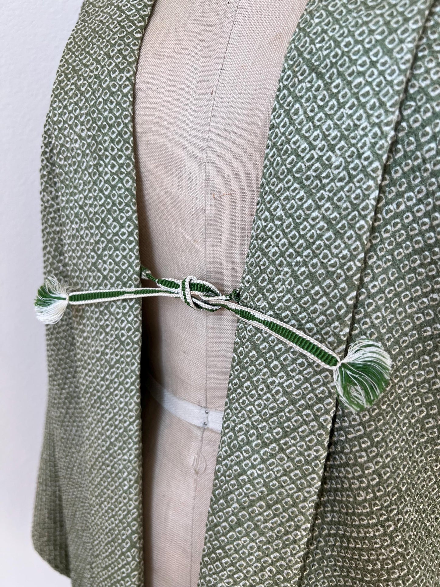 Antique Green Silk Shibori Haori