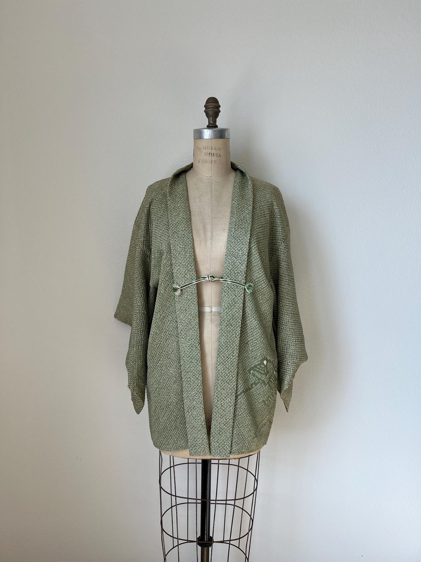 Antique Green Silk Shibori Haori