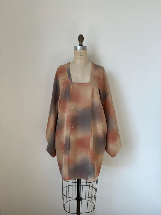 Vintage Beige, Pink & Lilac Silk Michiyuki
