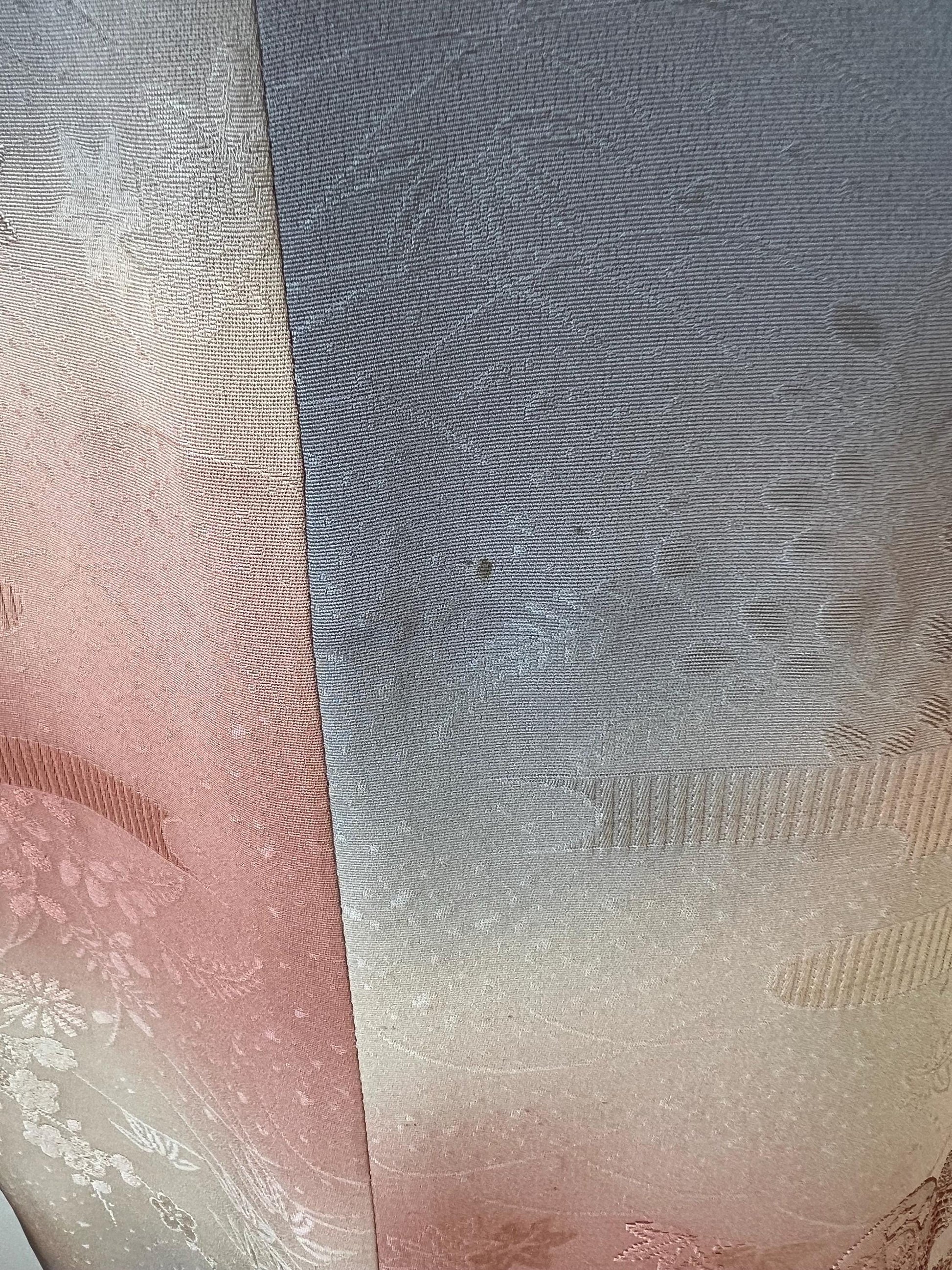Vintage Beige, Pink & Lilac Silk Michiyuki