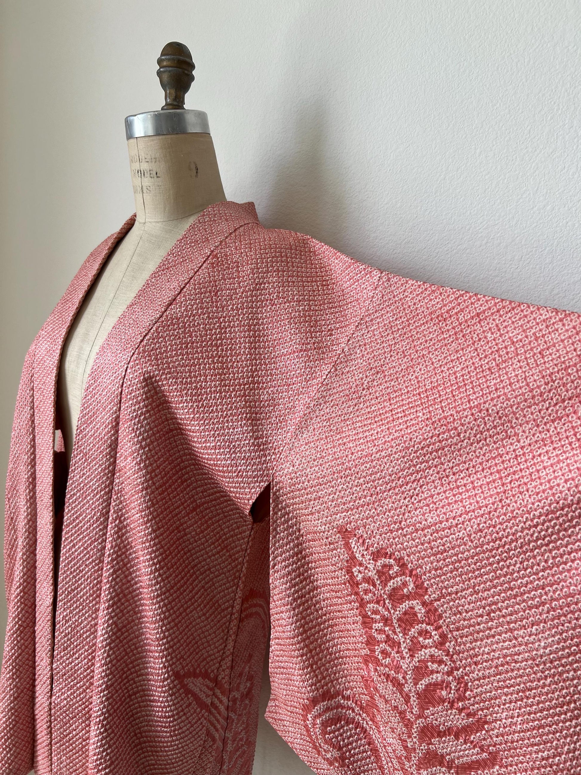 Antique Pink Silk Shibori Haori