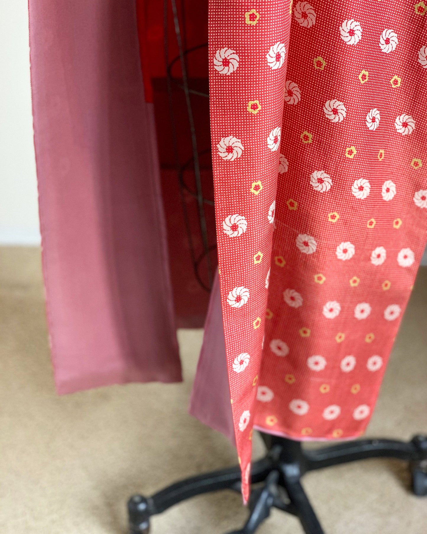 Antique 1920s Japanese silk kimono | Red | Polka-dot