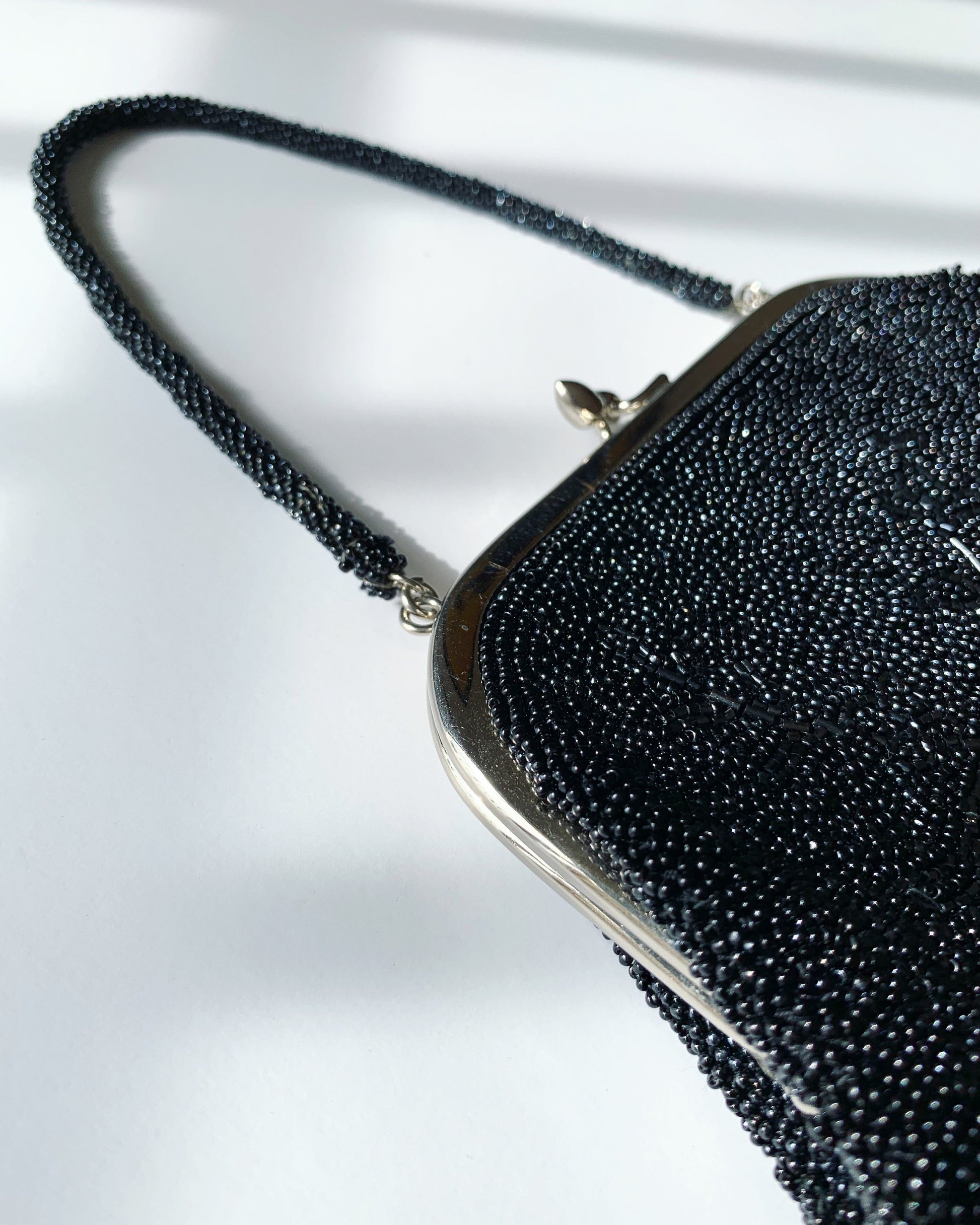 Vintage Japanese Black Beaded Bag