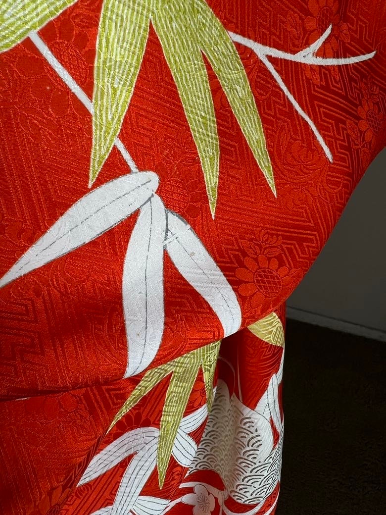 Close up image, hand paintings of vintage Japanese kimono