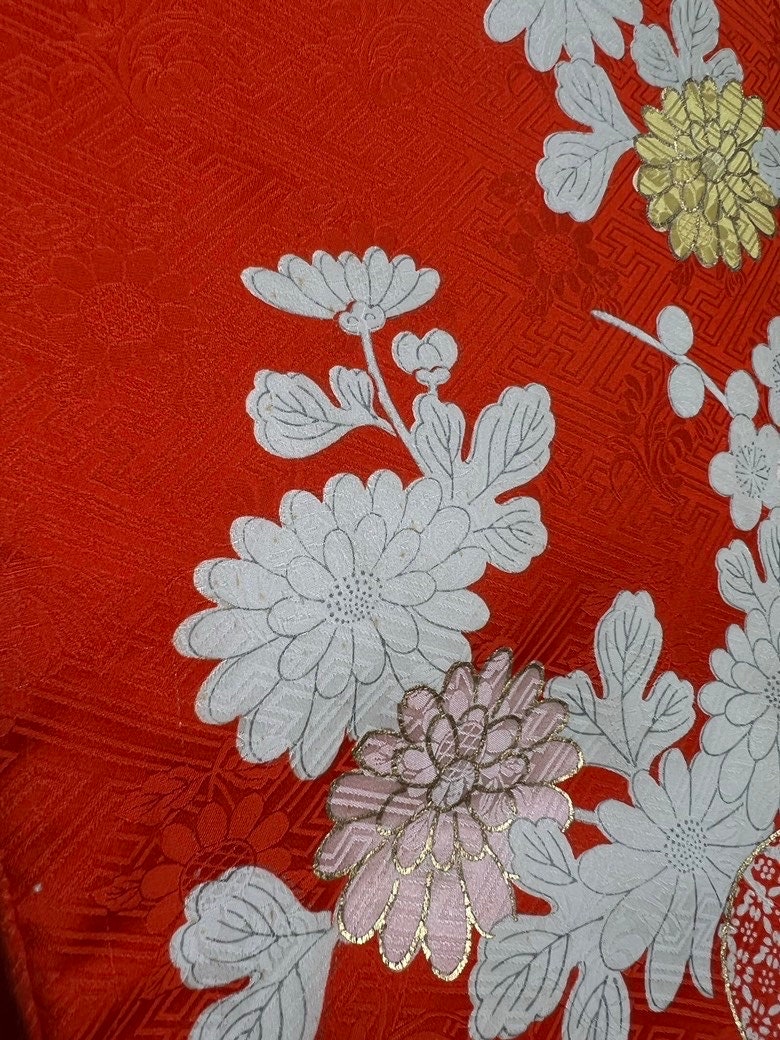 Close up image, hand paintings of vintage Japanese kimono